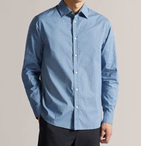 Ted Baker Ted Baker London MMA-Burstal Houndstooth Shirt Blue ( 5/XL ) Size US S / EU 44-46 / 1 - 1 Thumbnail