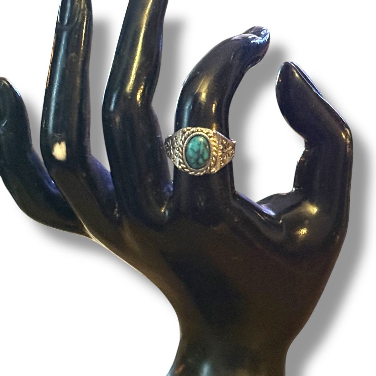 Vintage Vintage silver tone Navajo turquoise ring Size ONE SIZE - 2 Thumbnail