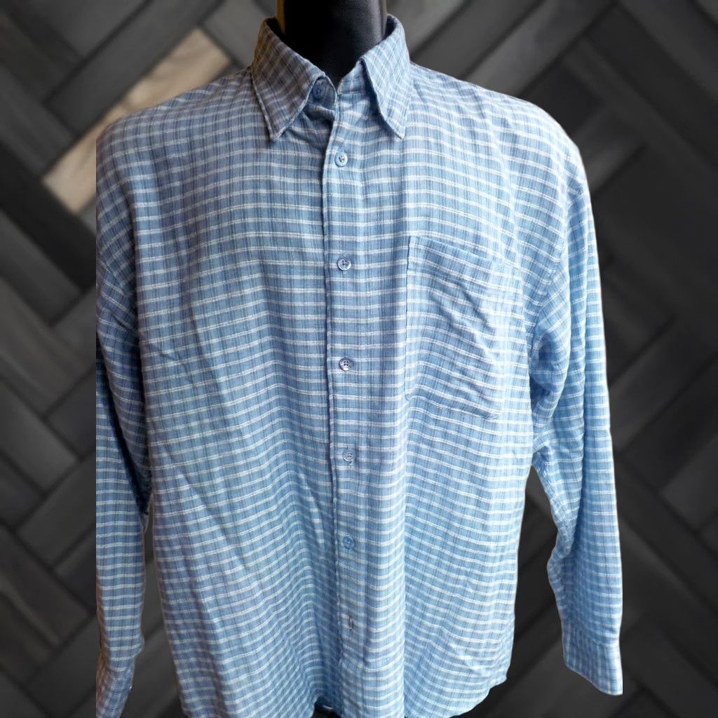 Vintage INDIGO PALMS Tommy Bahama Blue Plaid LS Shirt Rayon/Cotton/Linen SZ Large Size US L / EU 52-54 / 3 - 1 Thumbnail