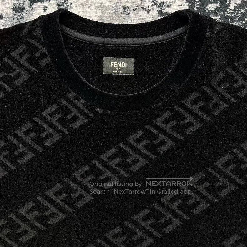 Fendi Fendi Black FF Subtle Print Velvet Short Sleeve T-Shirt Size US M / EU 48-50 / 2 - 3 Thumbnail