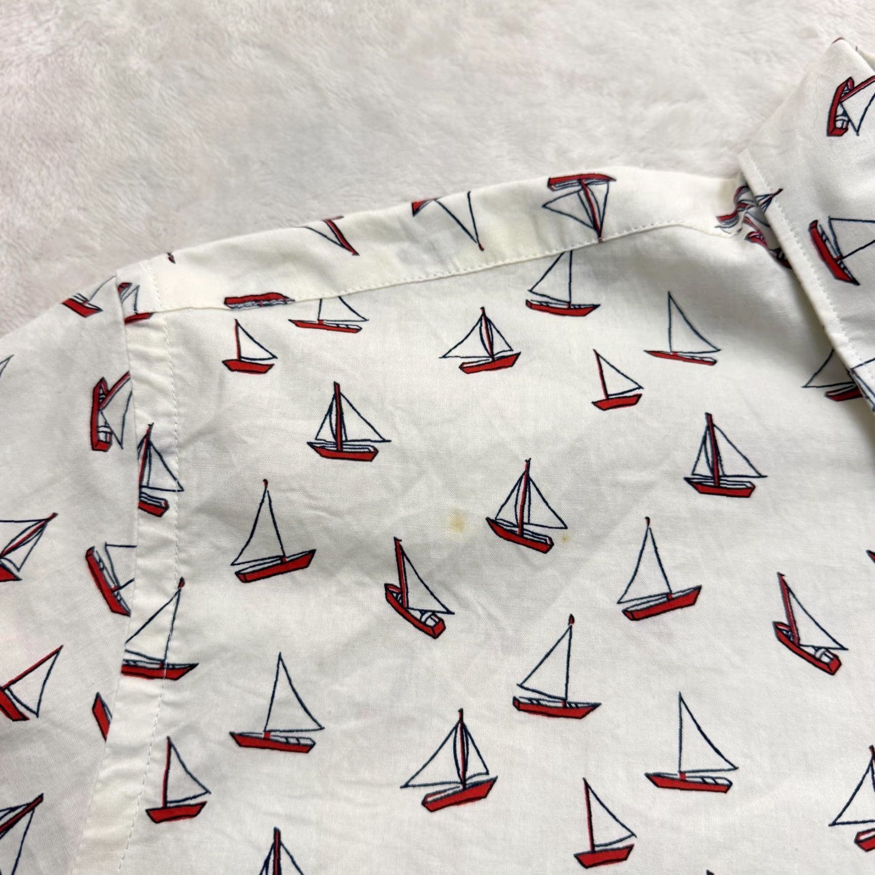 J.Crew J.Crew Shirt Mens Large White Sailboat Print Button Down Beach Nautical AOP Size US L / EU 52-54 / 3 - 6 Thumbnail