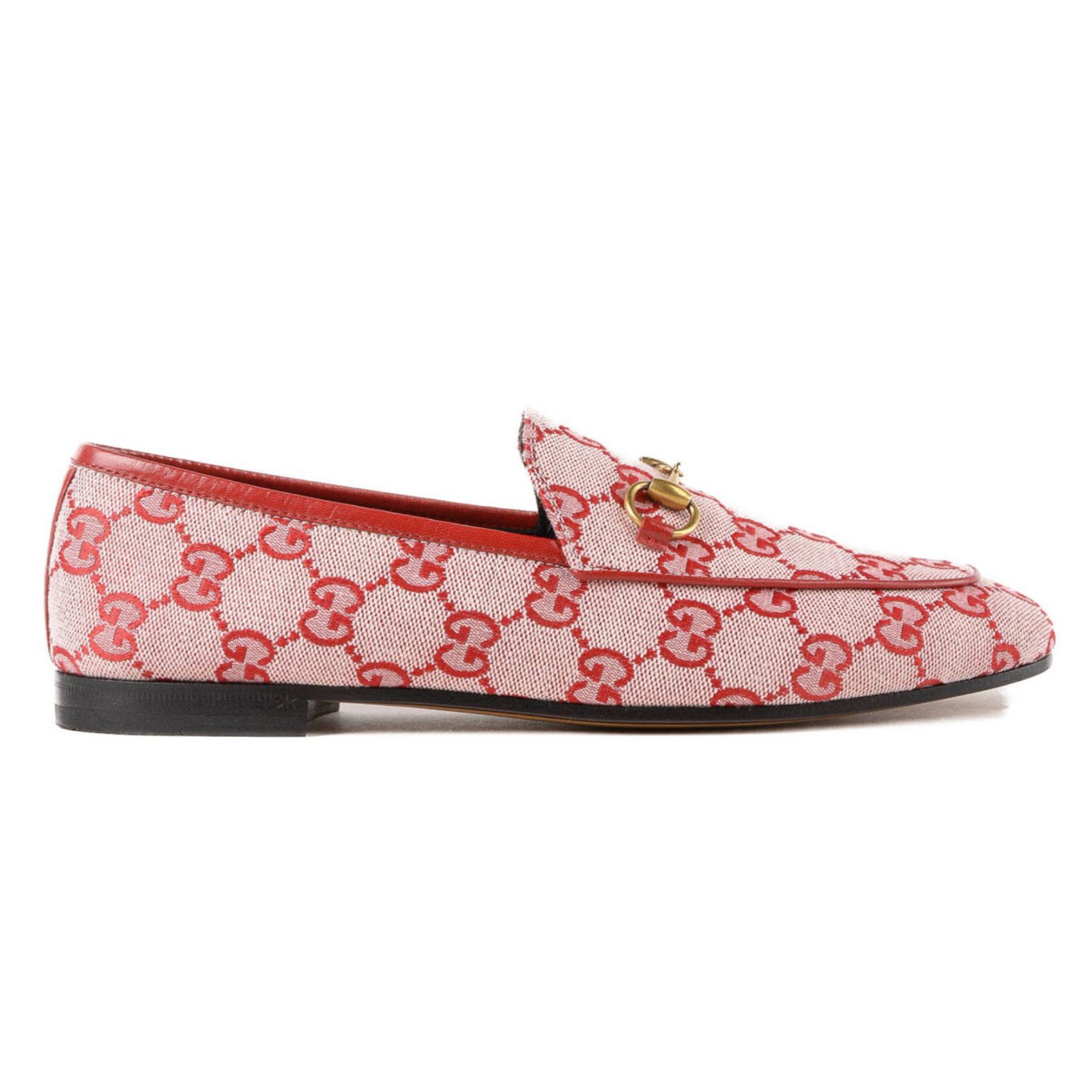Gucci Gucci New Jordaan Hibiscus Red GG Logo Canvas Horsebit Size US 6 / IT 36 - 1 Thumbnail