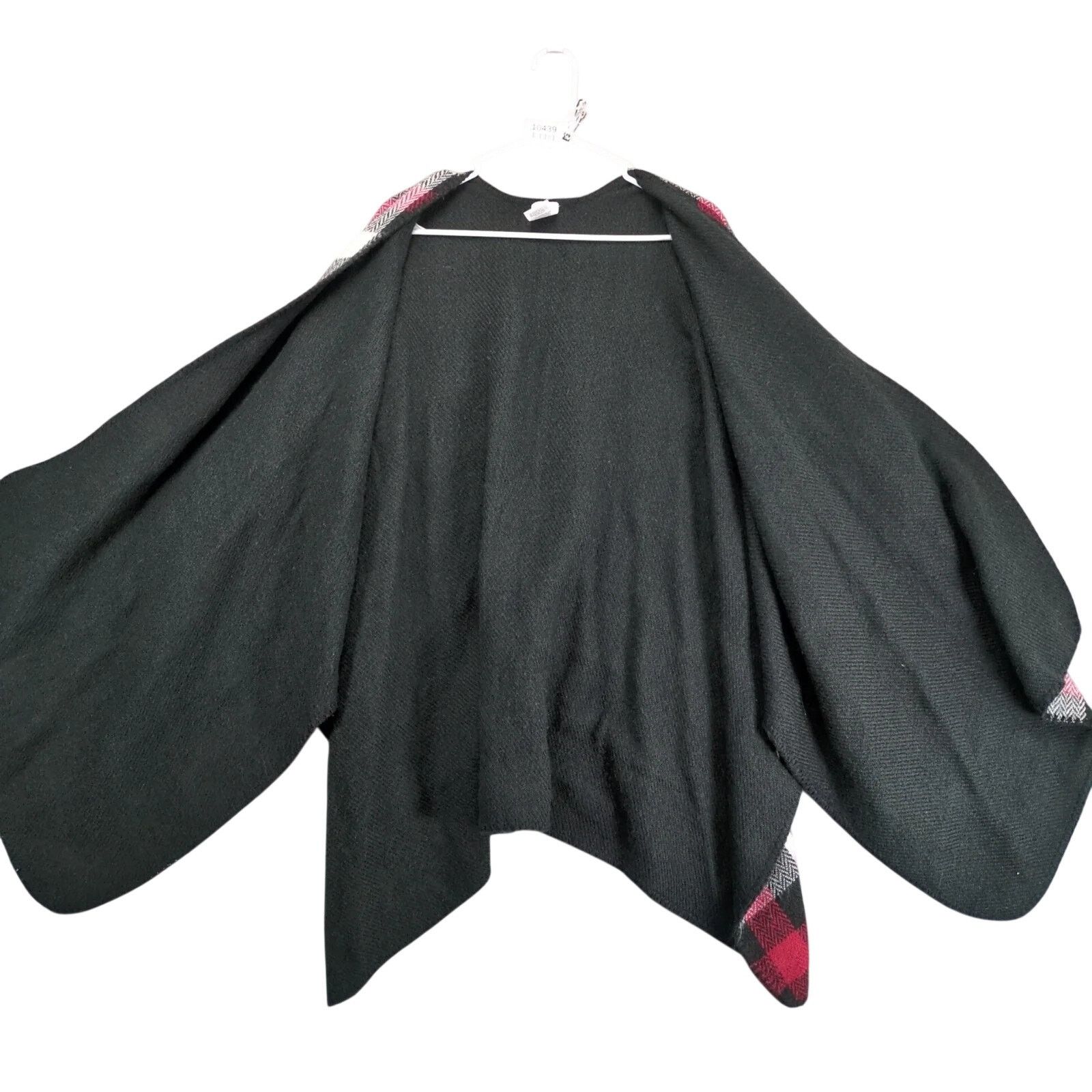 Woolrich Woolen Mills Woolrich Reversible Poncho Womens Red Plaid Black Open Front Size ONE SIZE - 2 Thumbnail