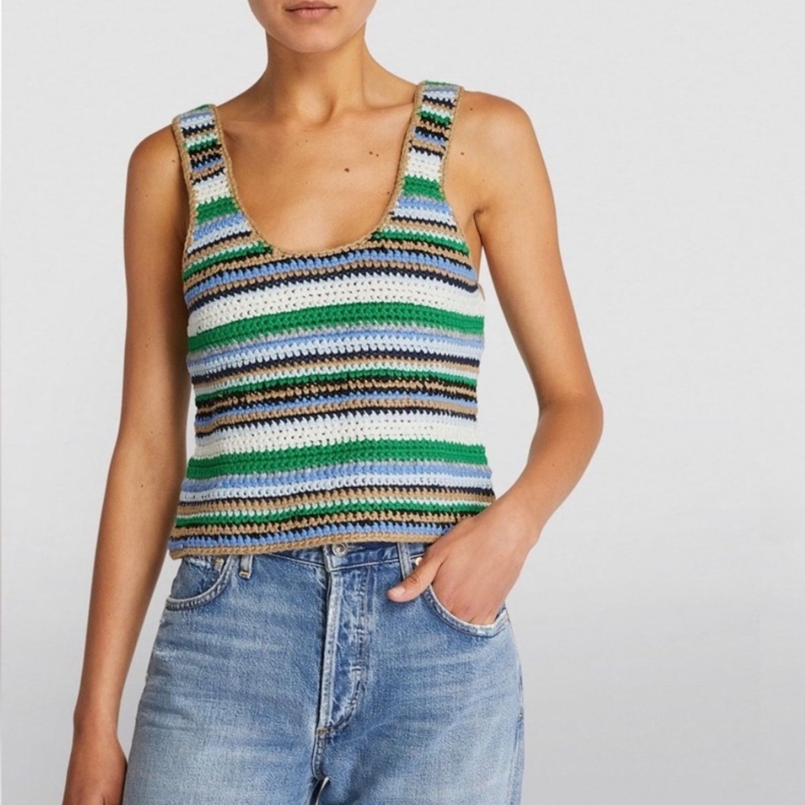 Frame Frame Hand Chunky Crochet Stripe Wool Blend Pullover Top Size S / US 4 / IT 40 - 1 Thumbnail