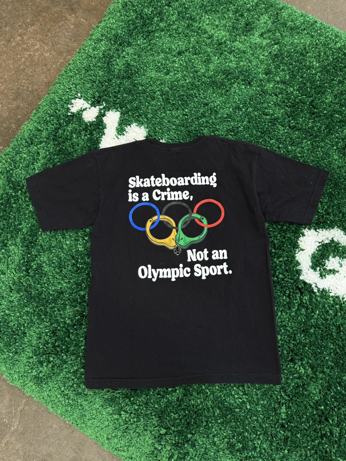 Skateboarding Is A Crime Point Skate Shop Tee Black Medium