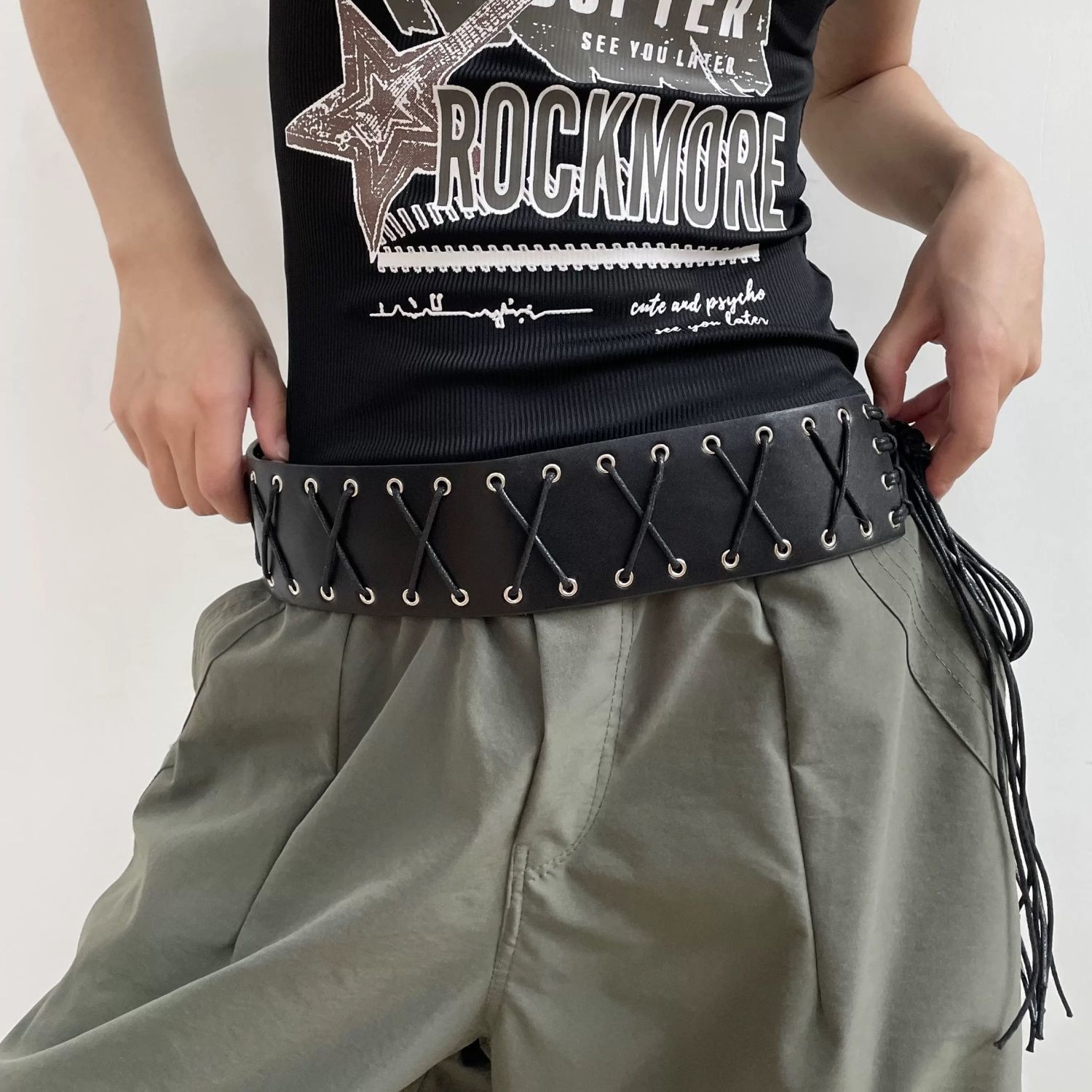 VIBE Punk Vintage Belt Riveted Belts Menswear Accessories Size ONE SIZE - 1 Thumbnail