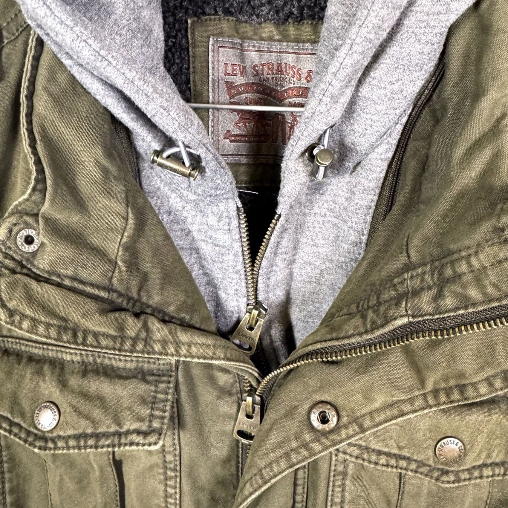 Levi's Levi’s Trucker Jacket Mens S Sherpa Hooded Canvas Utility Military Field Chore Jacket Size US S / EU 44-46 / 1 - 5 Thumbnail
