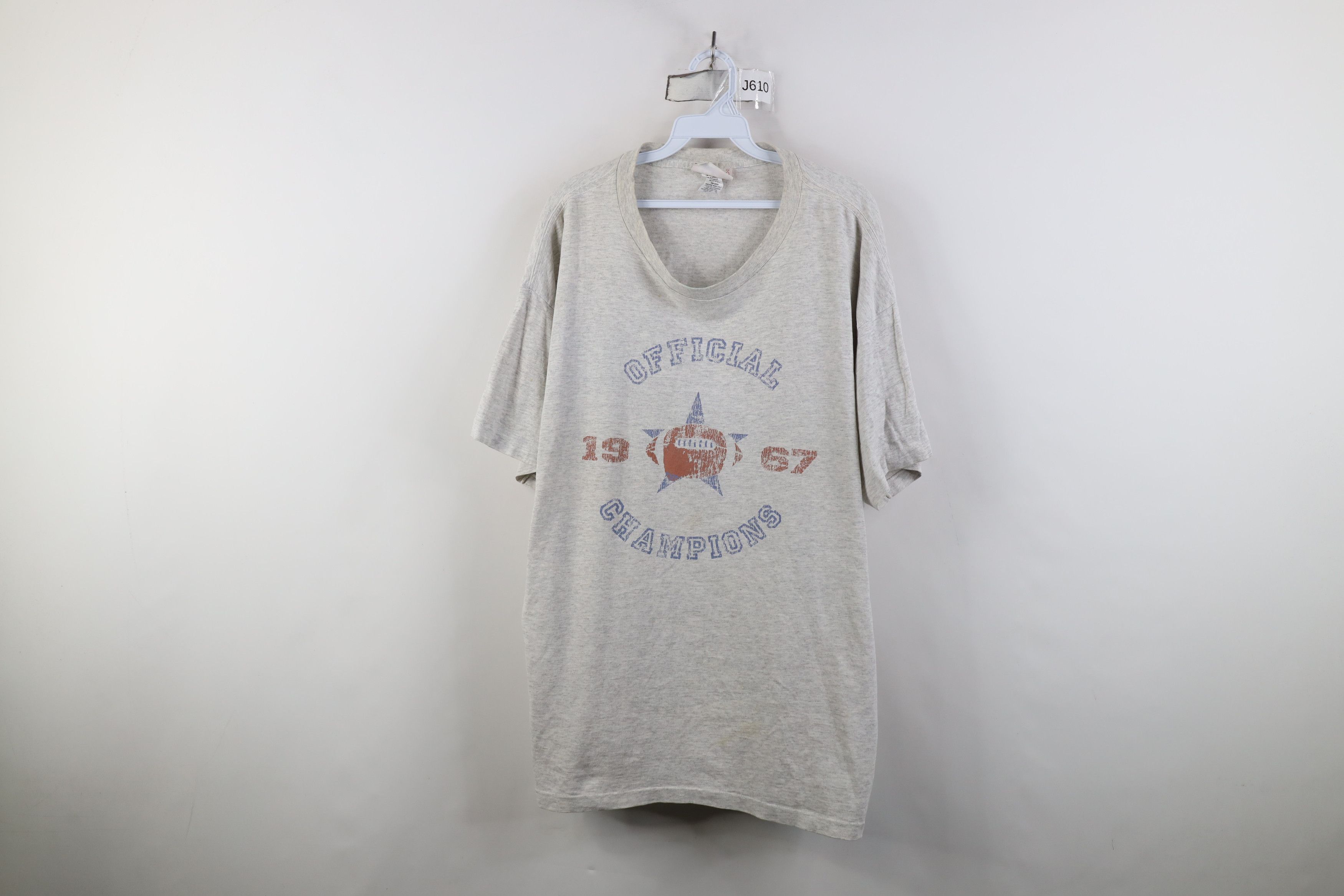 Vintage Vtg 90s Streetwear Football 67 Sleep Night T-Shirt Gray Size L / US 10 / IT 46 - 1 Thumbnail