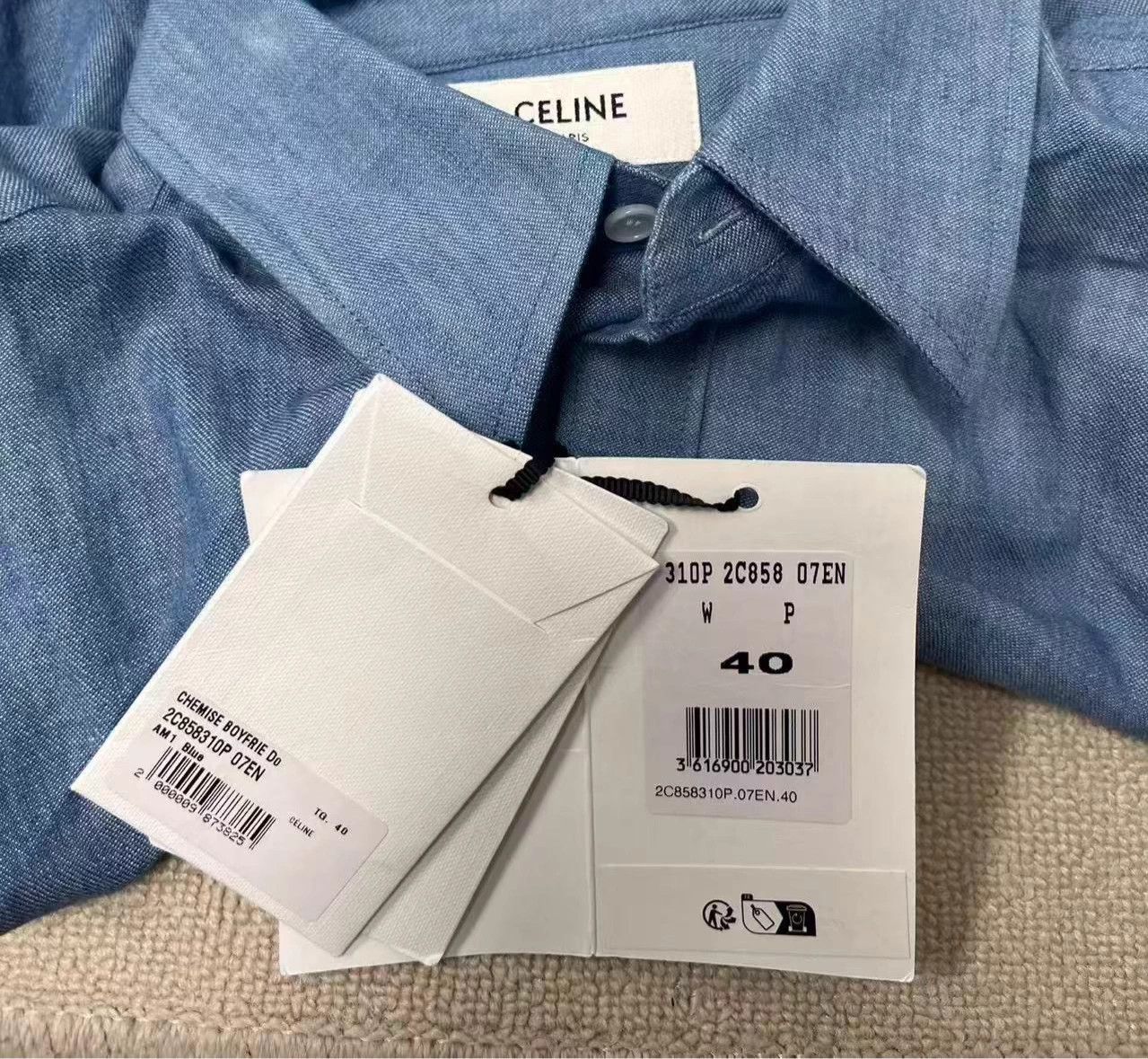 Celine CELINE short logo-embroidered 3/4-sleeve wmn blue 40 Size M / US 6-8 / IT 42-44 - 5 Thumbnail