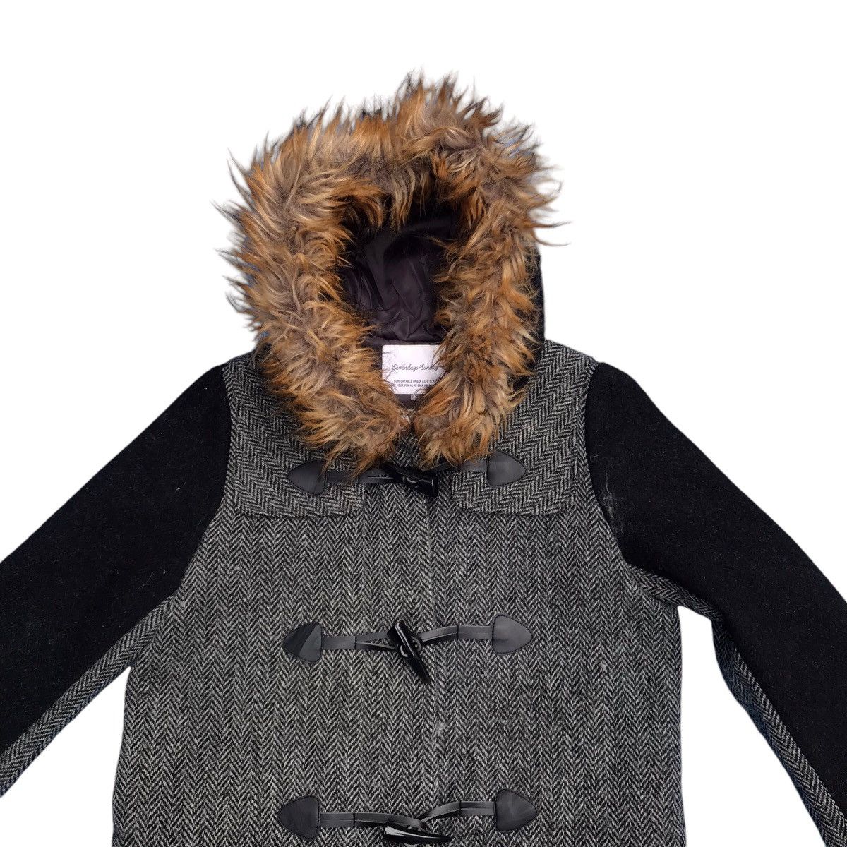 Harris Tweed LGB If Six Was Nine Style Harris Tweed Faux Fur Wool Jacket Size S / US 4 / IT 40 - 2 Thumbnail