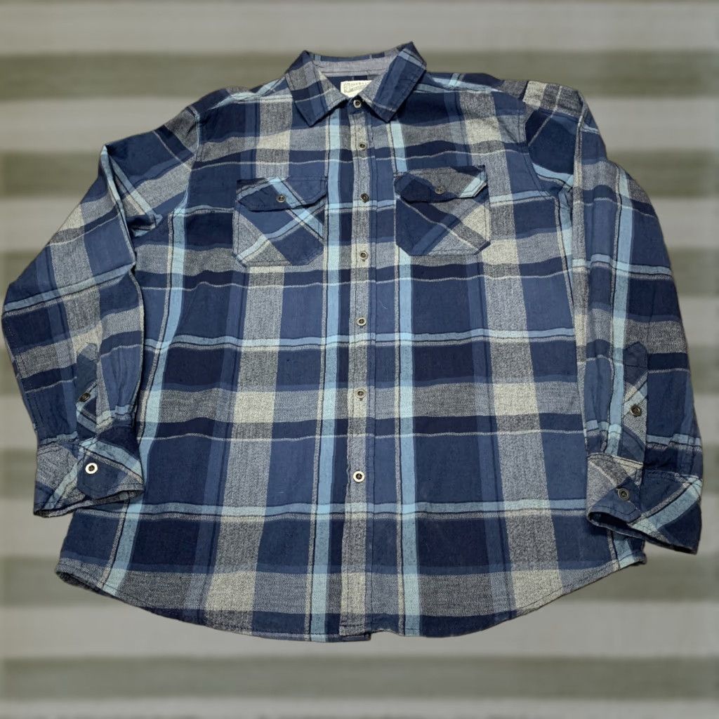 Vintage Overdrive Men's Flannel Shirt Blue Gray Plaid Size Medium Size US M / EU 48-50 / 2 - 1 Thumbnail