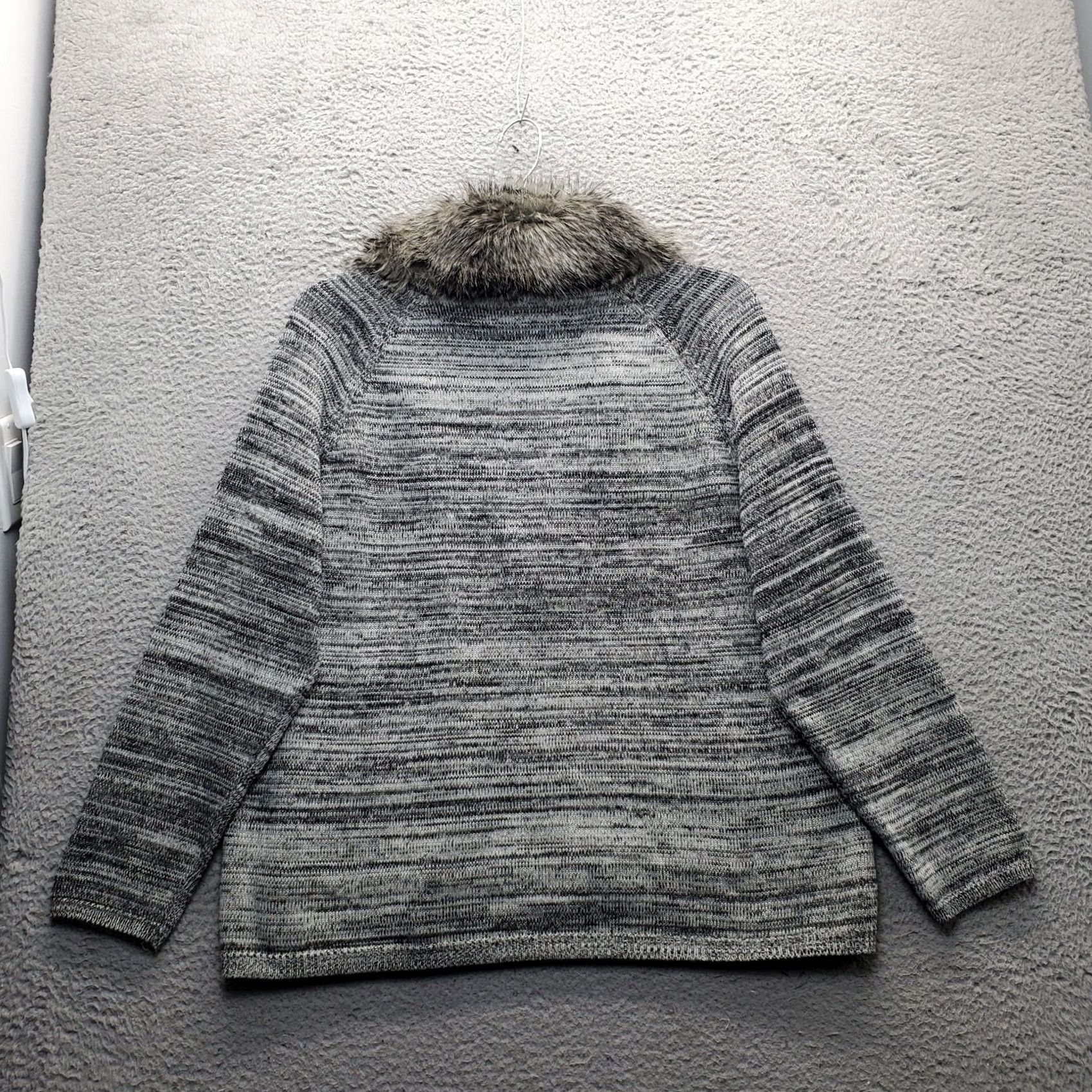 Coldwater Creek Coldwater Creek Cardigan Womens 2X Knit Multicolor Detachable Faux Fur Collar Shirt? Size XXL / US 16-18 / IT 52-54 - 2 Thumbnail
