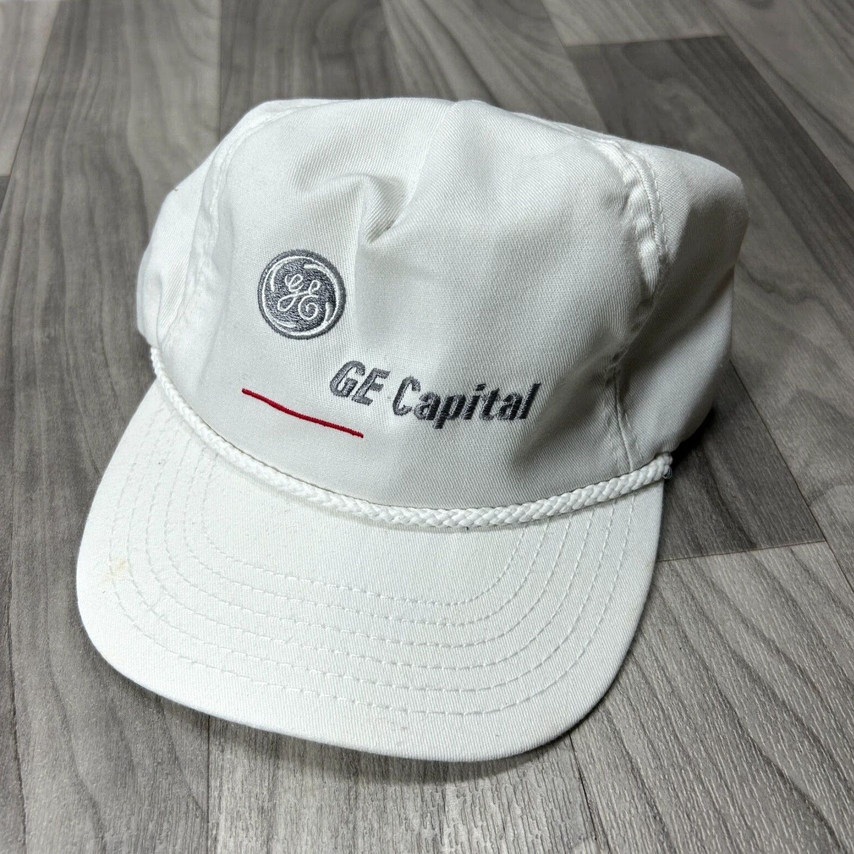 Vintage GE Capital Baseball Cap Mens One Size White Flat Brim Adjustable Strapback Hat Size ONE SIZE - 2 Thumbnail