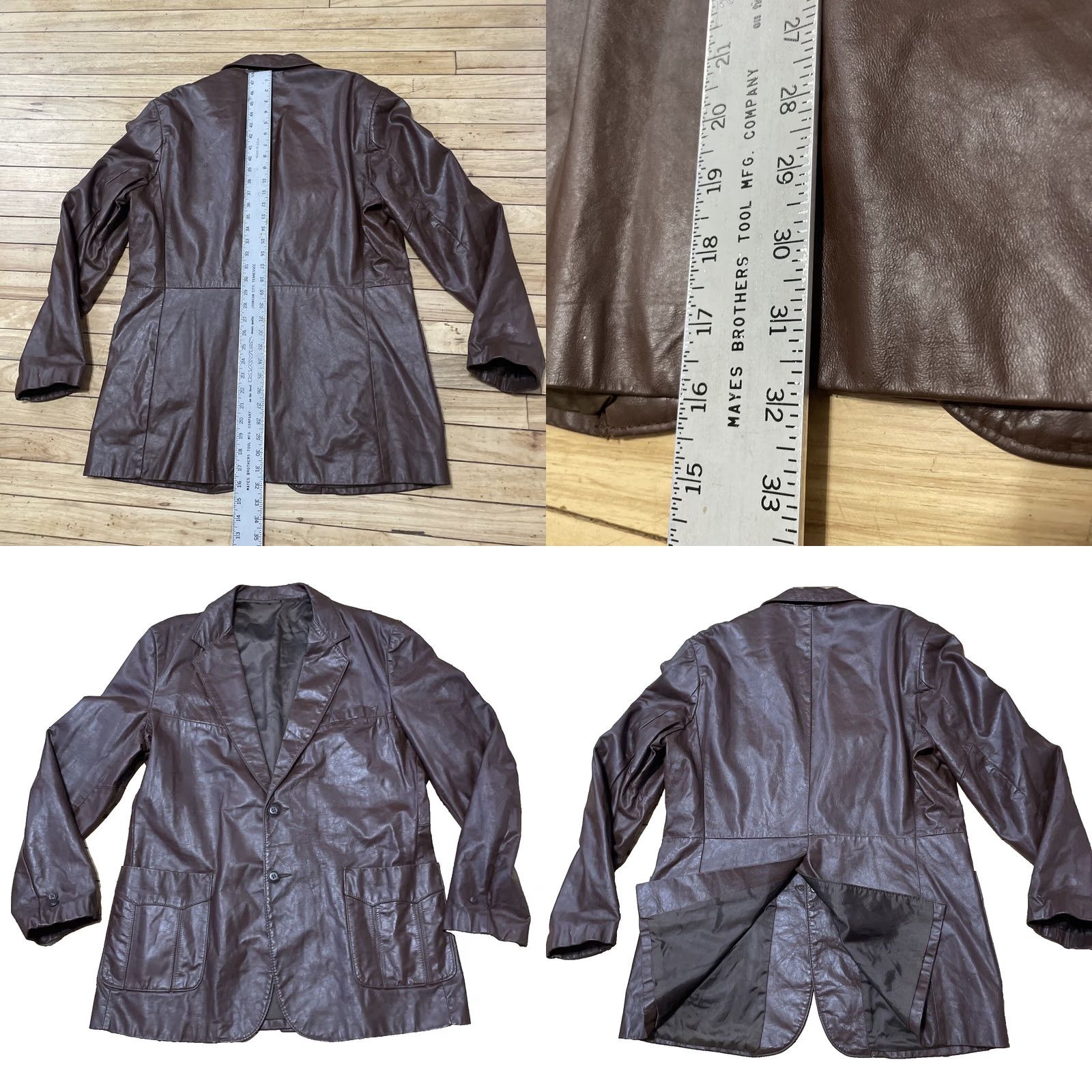 Sears VINTAGE Sears Clipper Mist Men 44 Tall Leather Blazer Jacket Brown 70s Western Chore Style 44T Mens Size 44R - 9 Thumbnail
