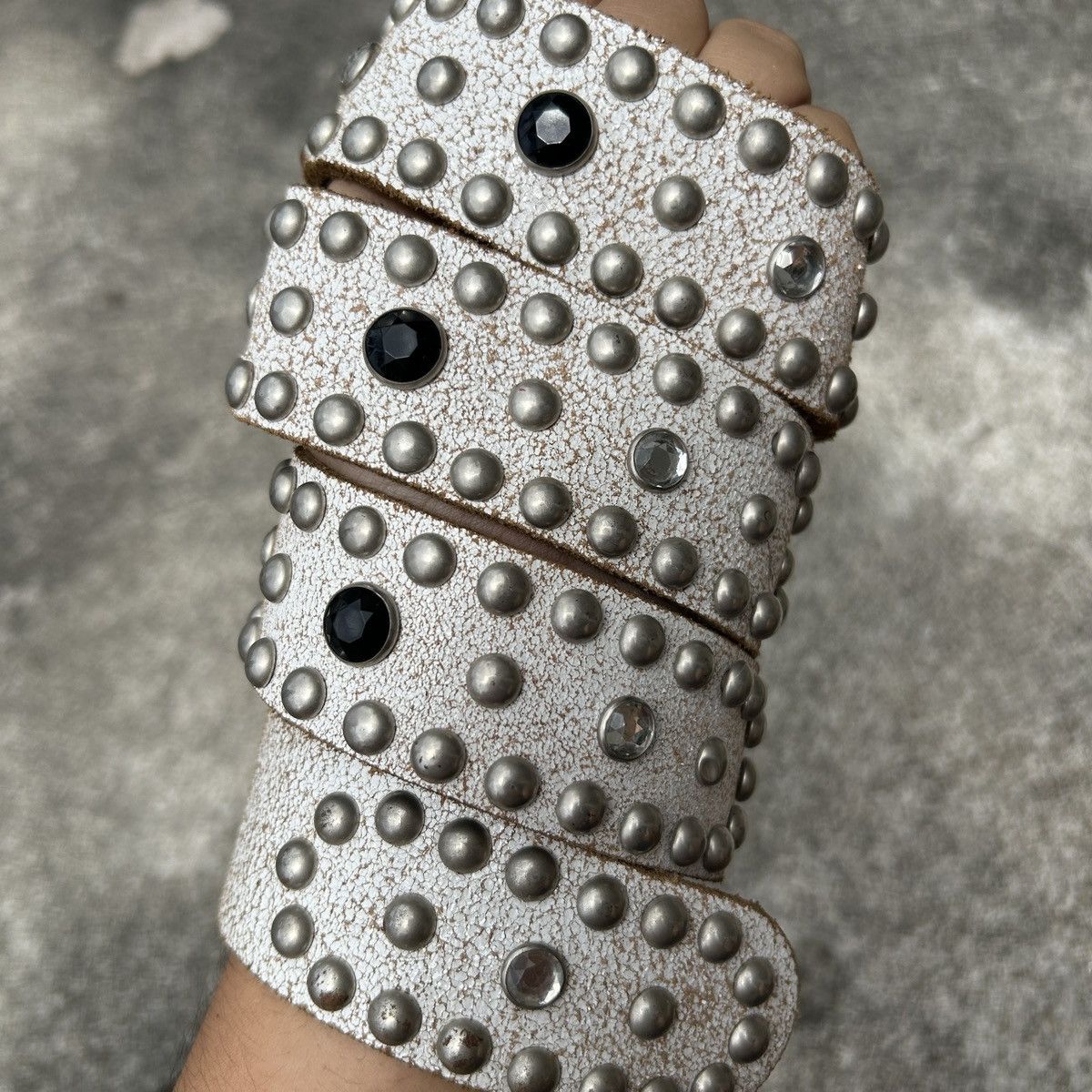 Vintage Vintage studded leather belt white (Kapital Style) Size ONE SIZE - 2 Thumbnail