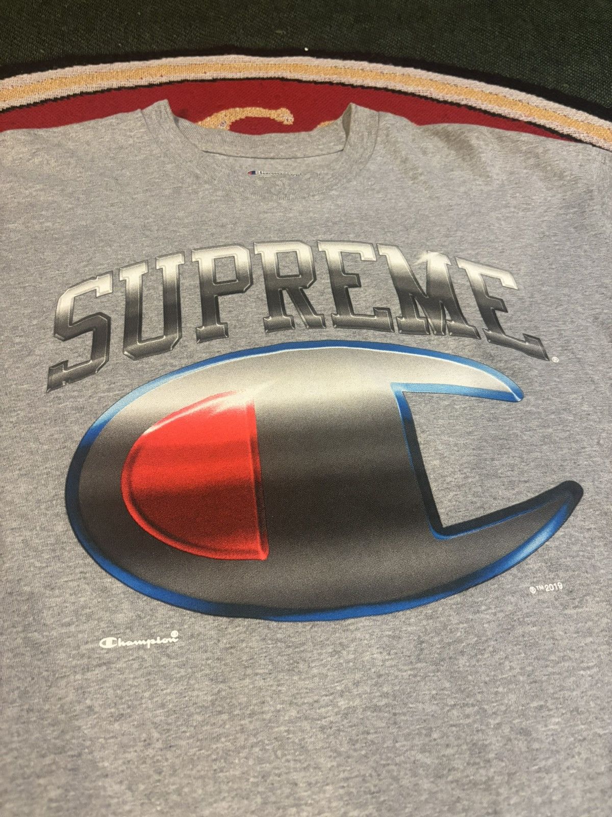 Champion × Supreme Rare 2019 SS19 Supreme x Champion Silver Logo T-Shirt Size US L / EU 52-54 / 3 - 2 Thumbnail
