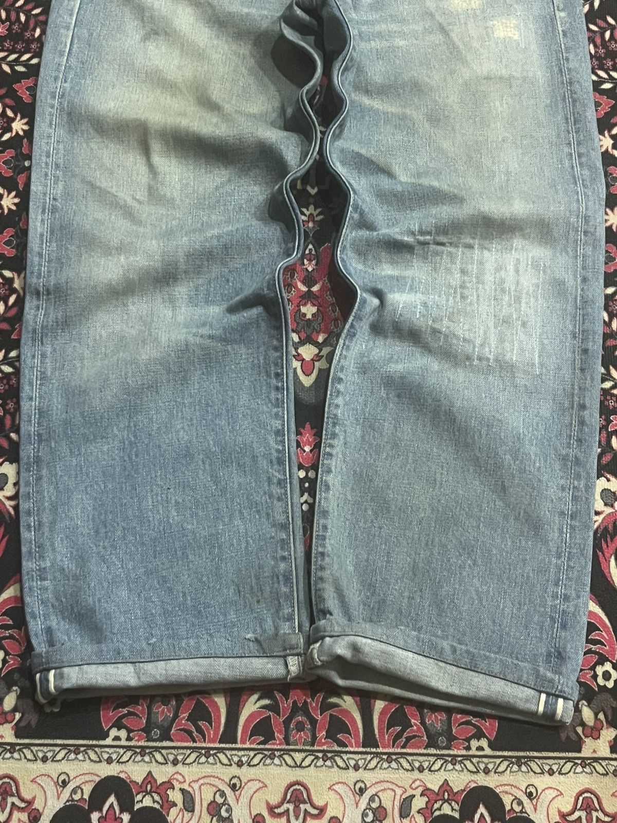 Levi's Vintage Clothing Levi’s LVC 501 Big E Repaired Blue Washed Selvedge Jeans Size US 34 / EU 50 - 12 Thumbnail