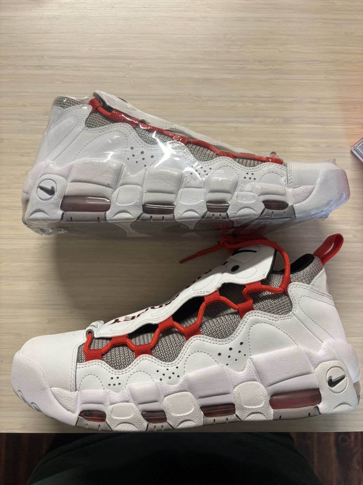 Nike Nike Air More Money White Habanero Red Atmosphere Grey Size US 9.5 / EU 42-43 - 2 Thumbnail