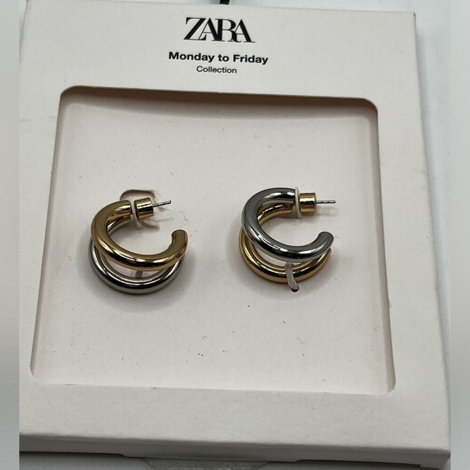 Zara NWT- Zara two tone earrings Size ONE SIZE - 2 Thumbnail