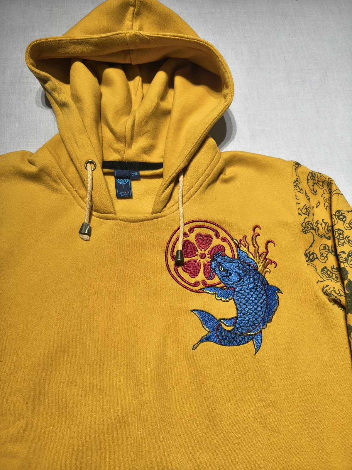 Japanese Brand NIPPON BLUE JAPANESE BLOSSOM KOI FISH EMBROIDERY HOODIE(028) Size US S / EU 44-46 / 1 - 5 Thumbnail