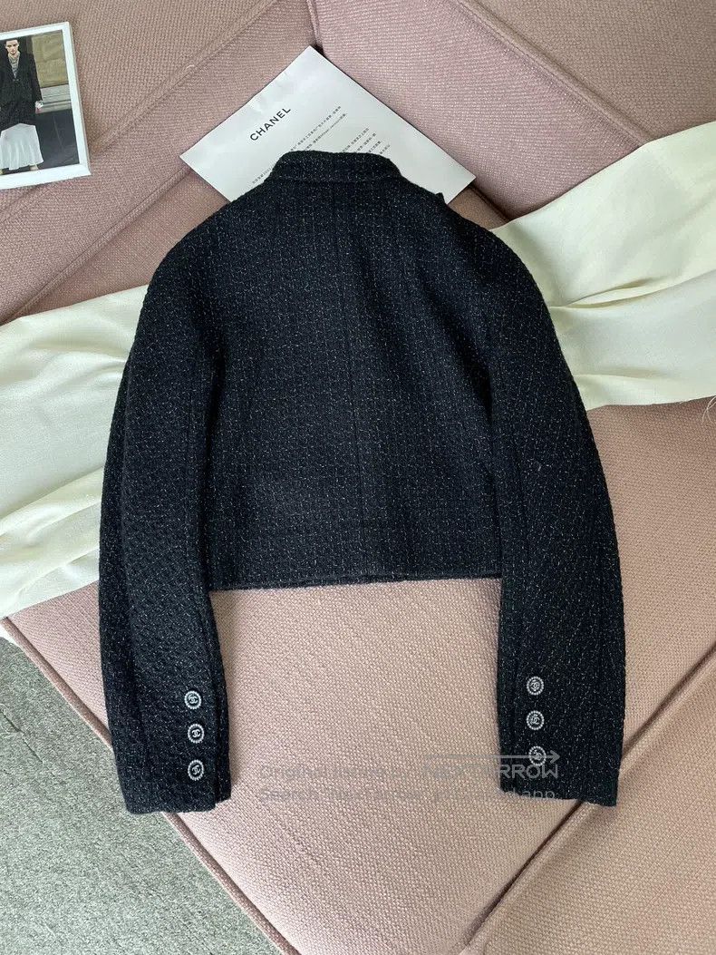 Chanel Chanel 24B black bow tweed plaid jacket Size XXS / US 00 / IT 34 - 4 Thumbnail