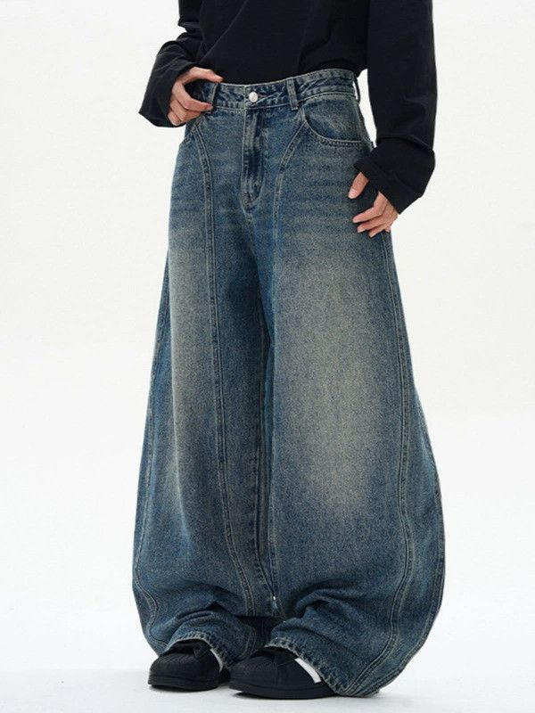 Jean American men's washed wide-leg distressed scimitar jeans Size US 32 / EU 48 - 1 Thumbnail