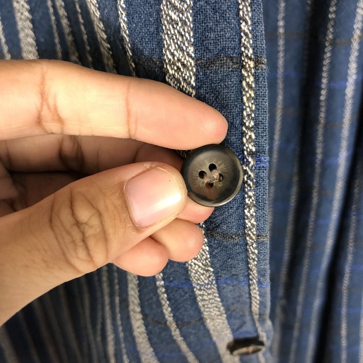 Indigo 📌Vintage Indigo Button Jacket Piko Striped Hickory Design Size US L / EU 52-54 / 3 - 17 Thumbnail