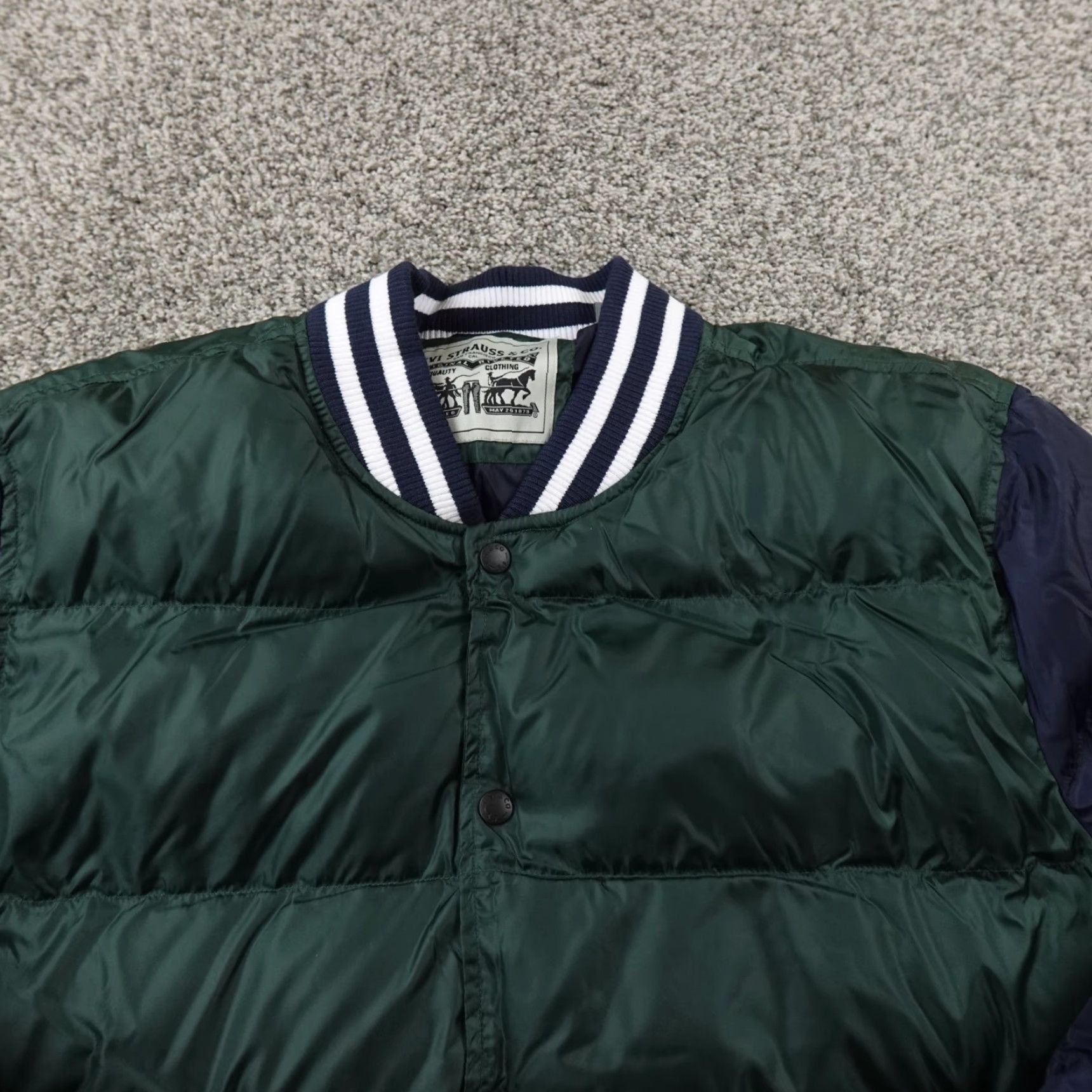 Levi's VINTAGE Levis Jacket Mens XL Green Blue Puffer Coat Varsity Quilted Insulated Size US XL / EU 56 / 4 - 6 Thumbnail