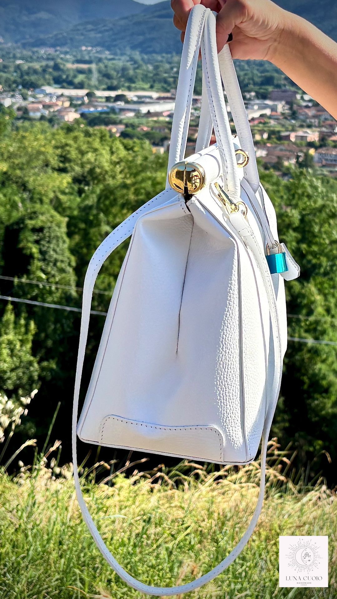 Vera Pelle Handmade Leather White Bag Woman from Italian Size ONE SIZE - 7 Thumbnail