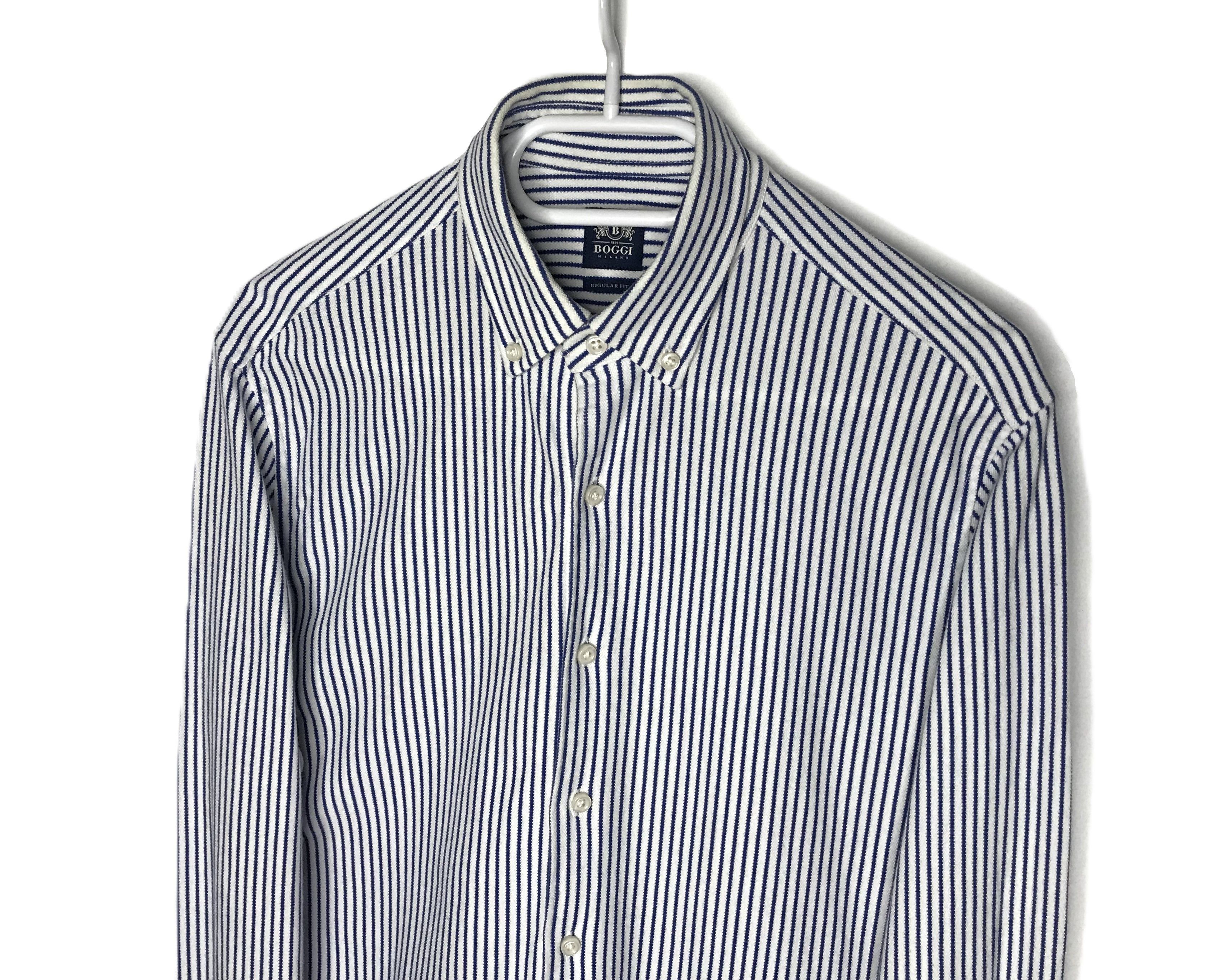Boggi Boggi Milano Mens Stripe Long Sleeve Shirt Regular Fit Size US S / EU 44-46 / 1 - 2 Thumbnail
