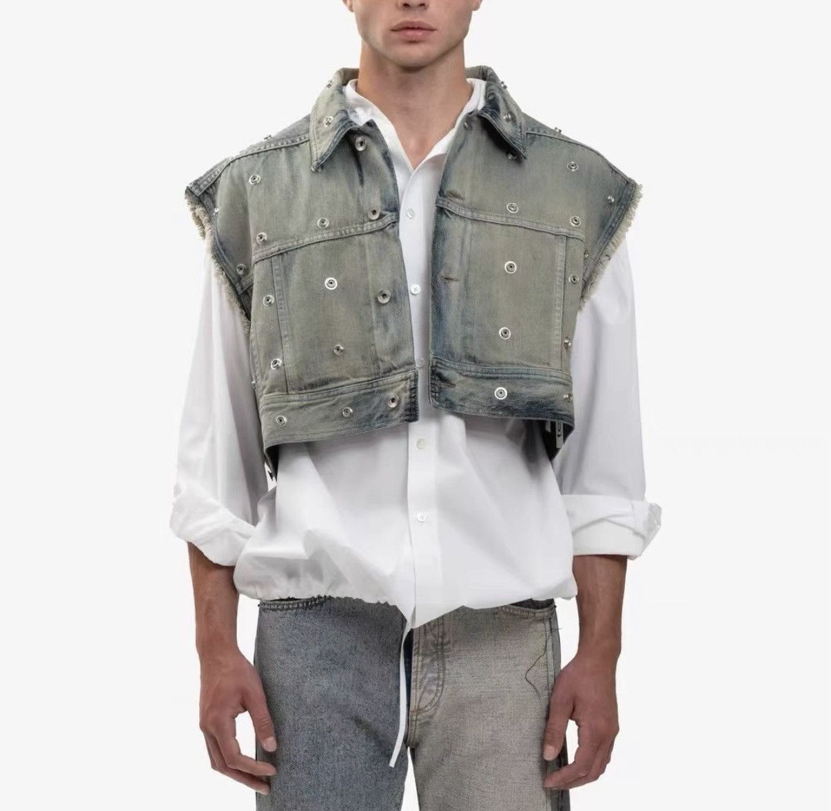 Rick Owens Rick Owens DRKSHDW Lido Studded Washed Ultra Cropped Vest Size US XS / EU 42 / 0 - 5 Thumbnail