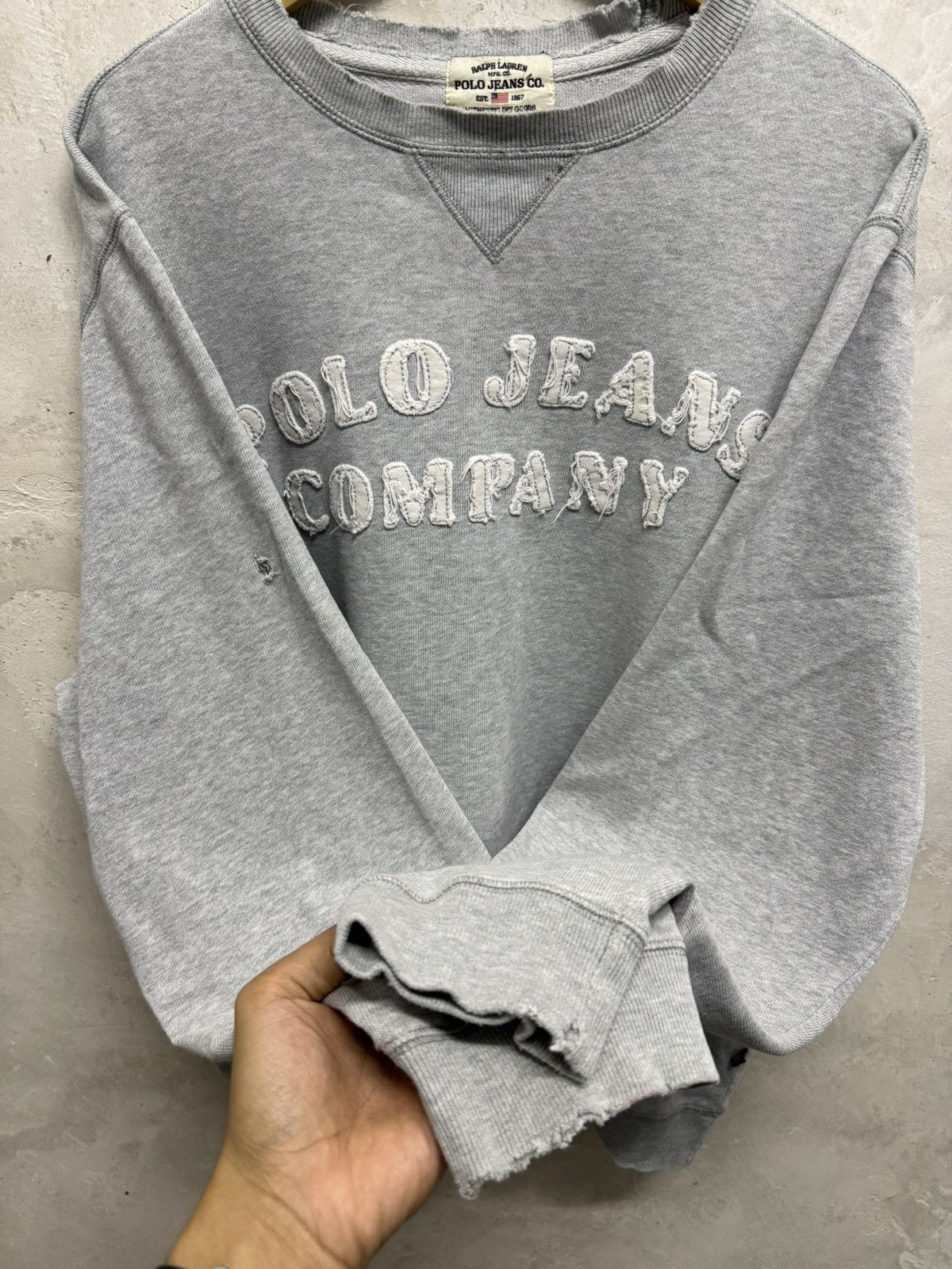 Distressed Vintage Ralph Lauren Polo Jeans Sweatshirt