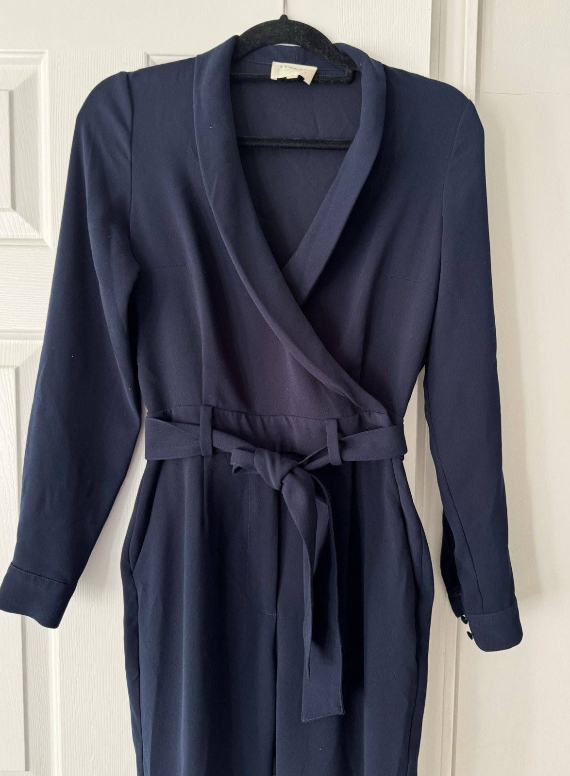 Sezane Sézane Heaven Long Sleeve Navy Jumpsuit, Size 34/US 2 Size 25" / US 0 / IT 36 - 8 Thumbnail