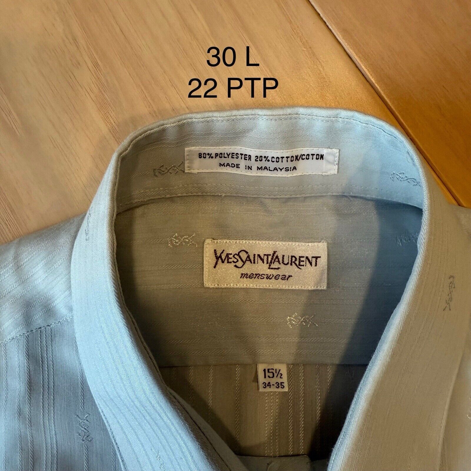 Vintage × Yves Saint Laurent Vintage Yves Saint Laurent Shirt 15.5 Gray 90s Designer Size US XL / EU 56 / 4 - 6 Thumbnail
