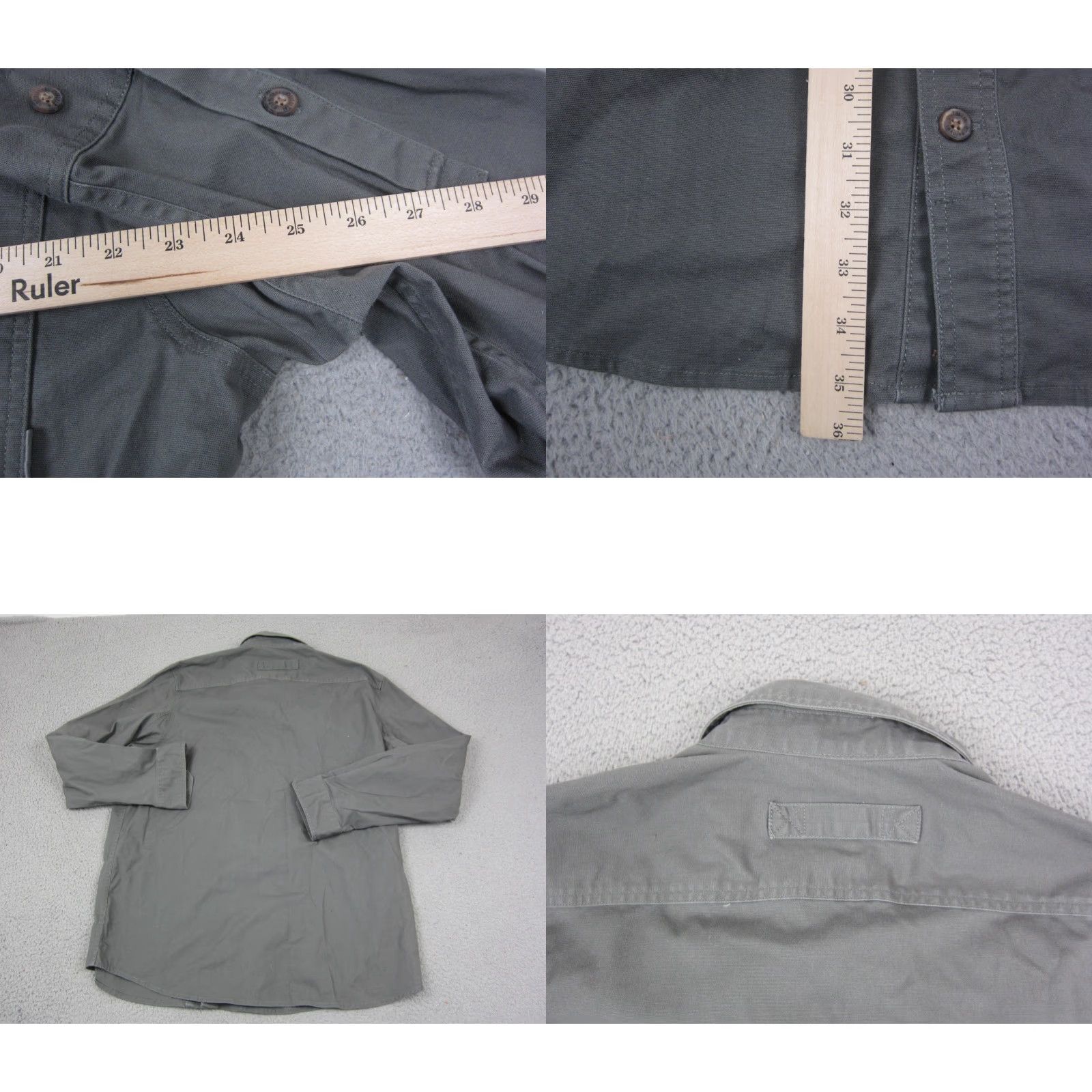Vintage Duluth Shirt Mens XLT Gray Canvas Heavy Cotton Polyester Button-Up Western 90s Outdoor Pockets Short/Long Sleeve Size US XL / EU 56 / 4 - 8 Thumbnail