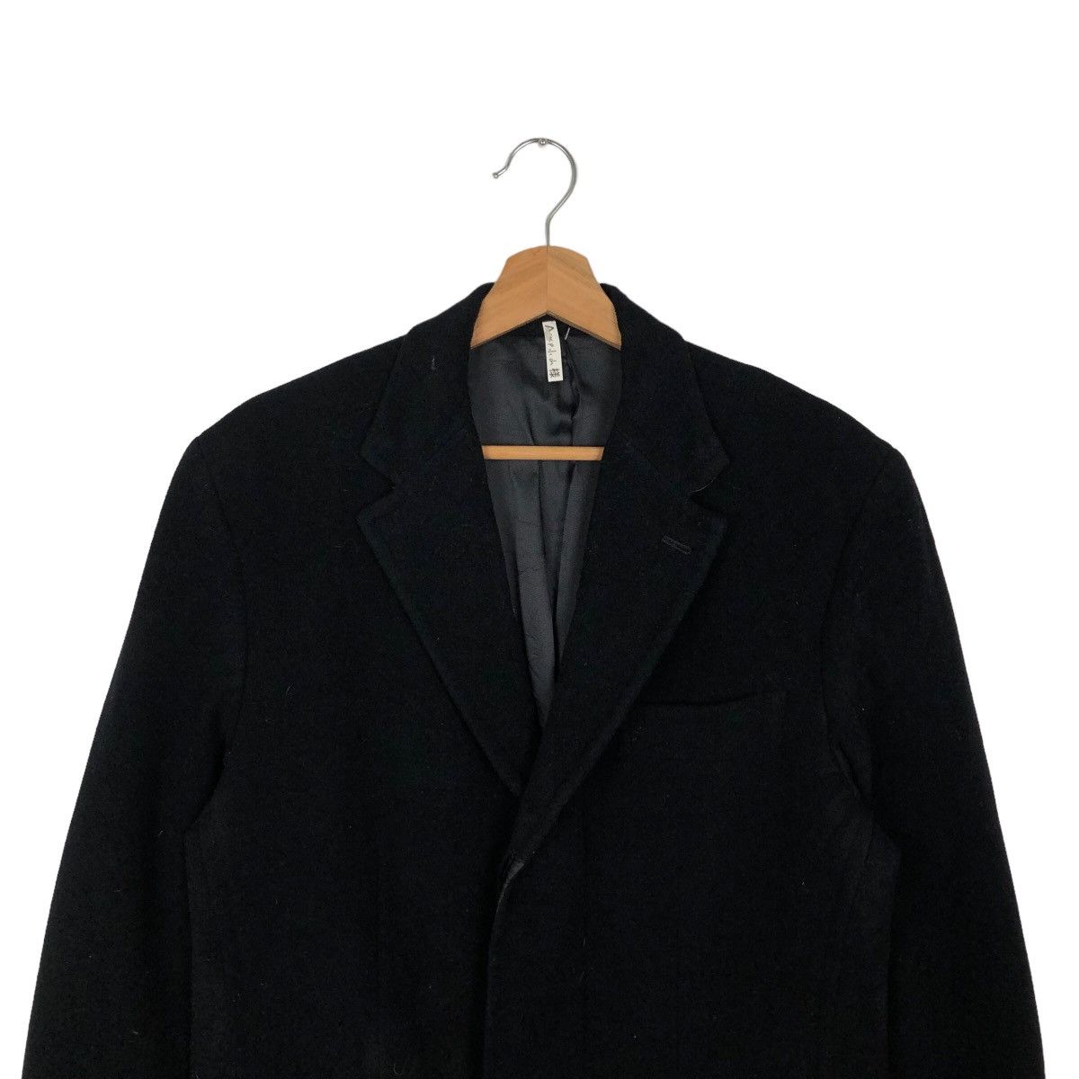 Comme Ca Ism RICH BLACK - HERRINGBONE WOOL DOUBLE BREAST LONG JACKET Size US M / EU 48-50 / 2 - 2 Thumbnail