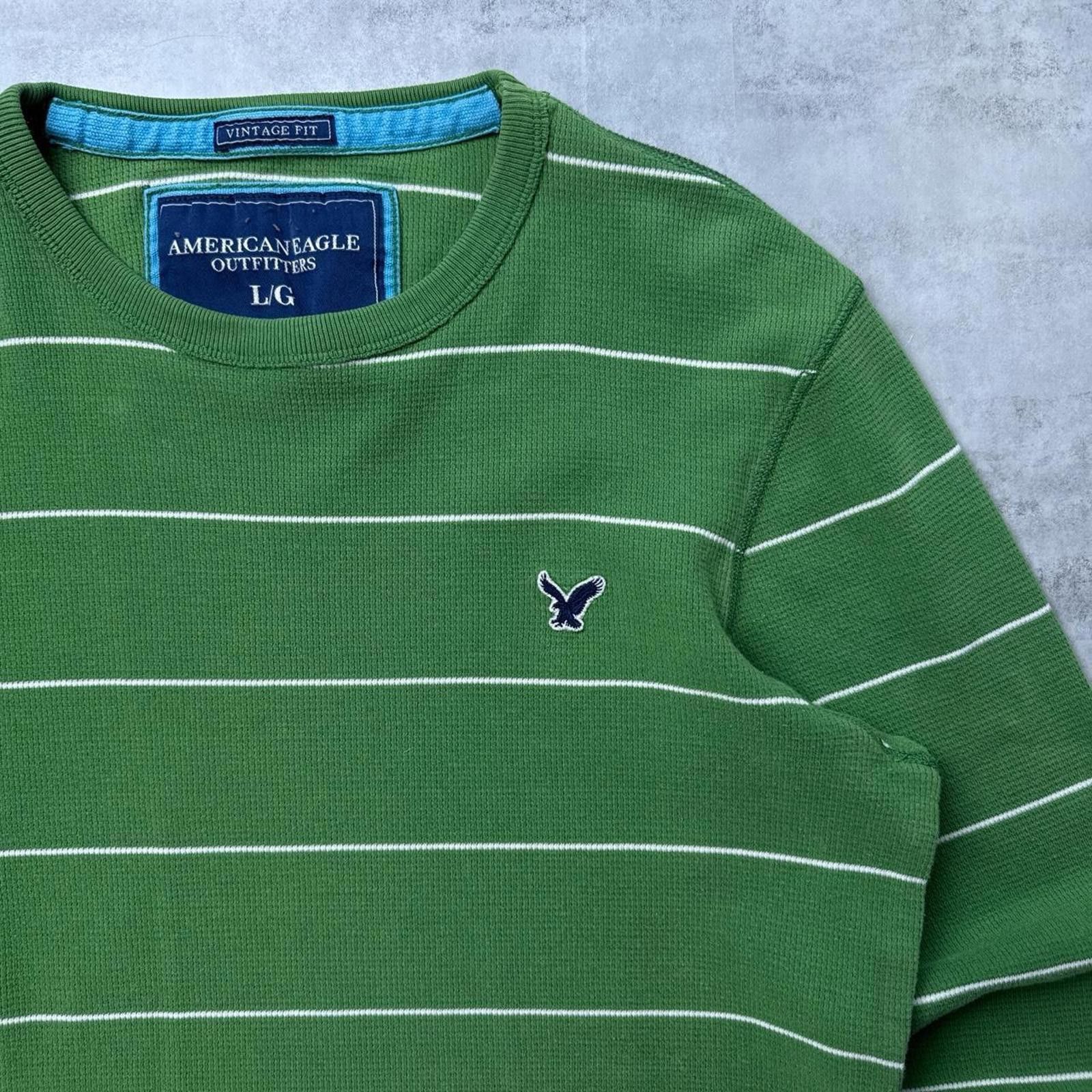 American Eagle Outfitters Y2K American Eagle 00s Green Thermal Long sleeve shirt Size US L / EU 52-54 / 3 - 3 Thumbnail