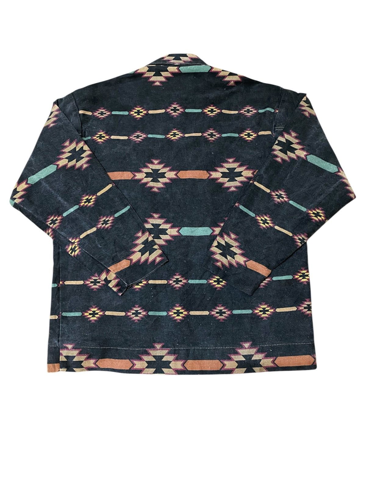 Hot Tuna Vtg 90s Hot Tuna Navajo Pattern Aztec Style Denim Jacket Size US L / EU 52-54 / 3 - 3 Thumbnail