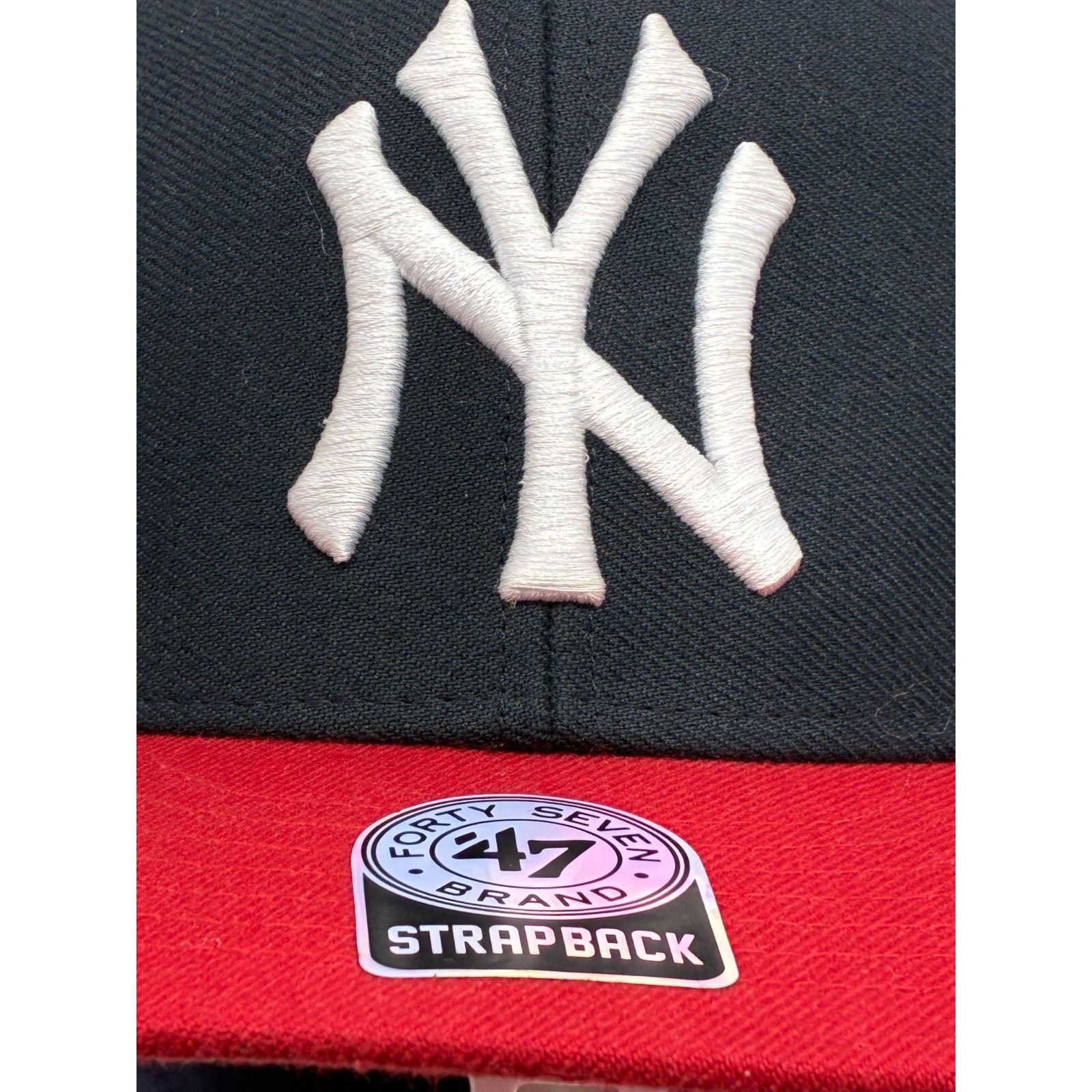 47 Brand New York Yankees 47 Brand Strapback Hat Black Red MLB Size ONE SIZE - 18 Thumbnail
