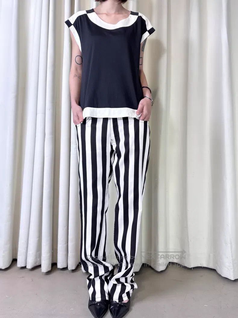 Comme des Garcons Comme Des Garcons size M Circus Black and White Striped Po Size 23" - 1 Thumbnail