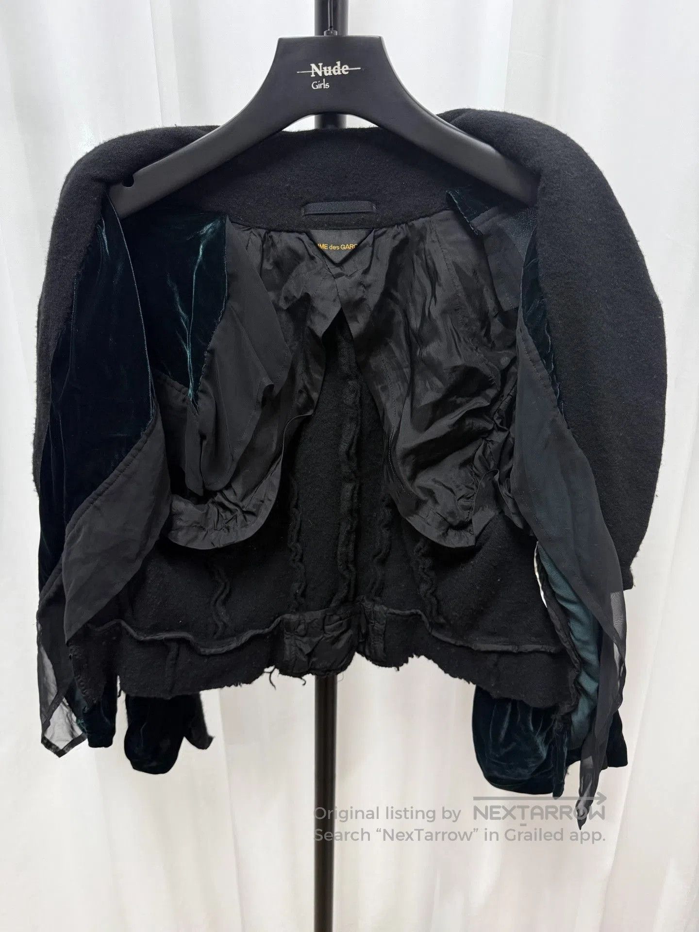 Comme des Garcons Comme des Garçons Dark Green Velvet Cape Jacket. Size US M / EU 48-50 / 2 - 5 Thumbnail