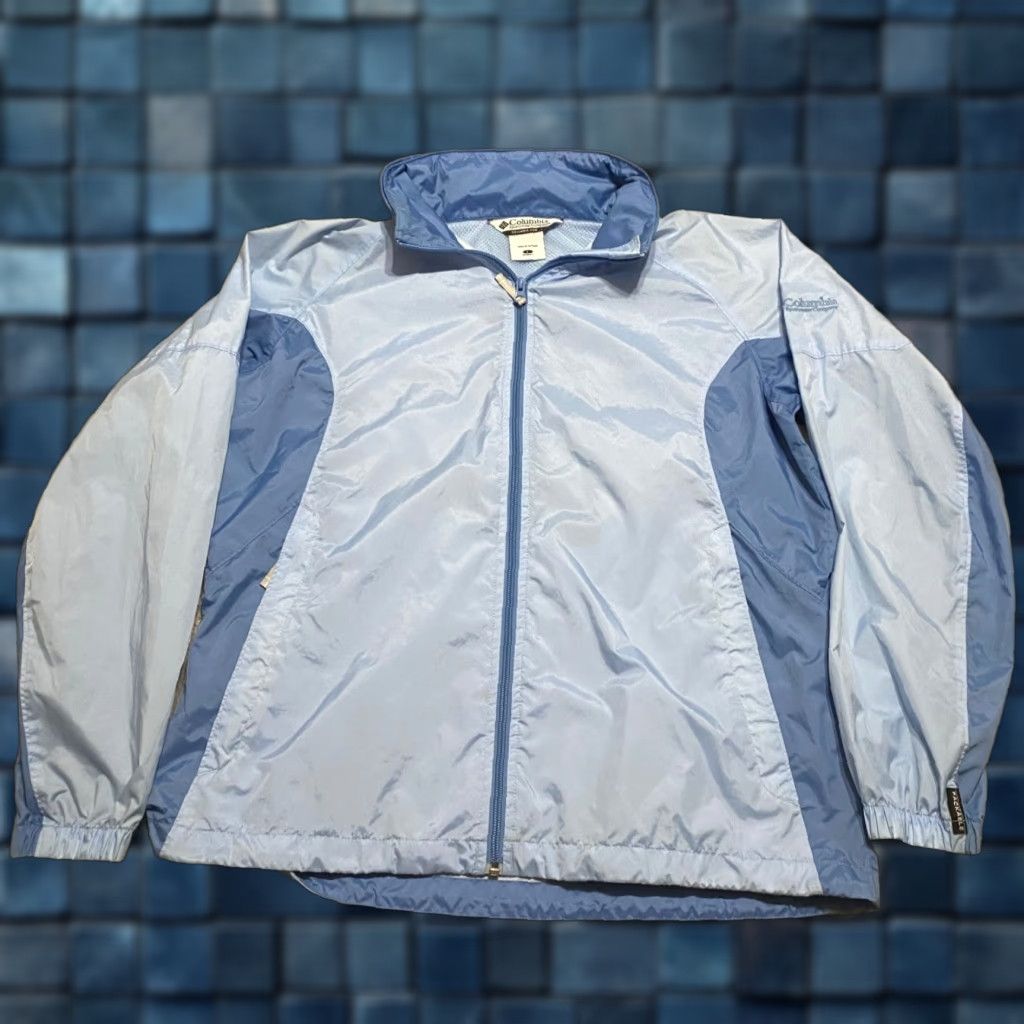 Vintage Columbia Windbreaker Jacket Womens Large Blue Full Zip Hooded Packable Lightweight Softshell Size L / US 10 / IT 46 - 1 Thumbnail