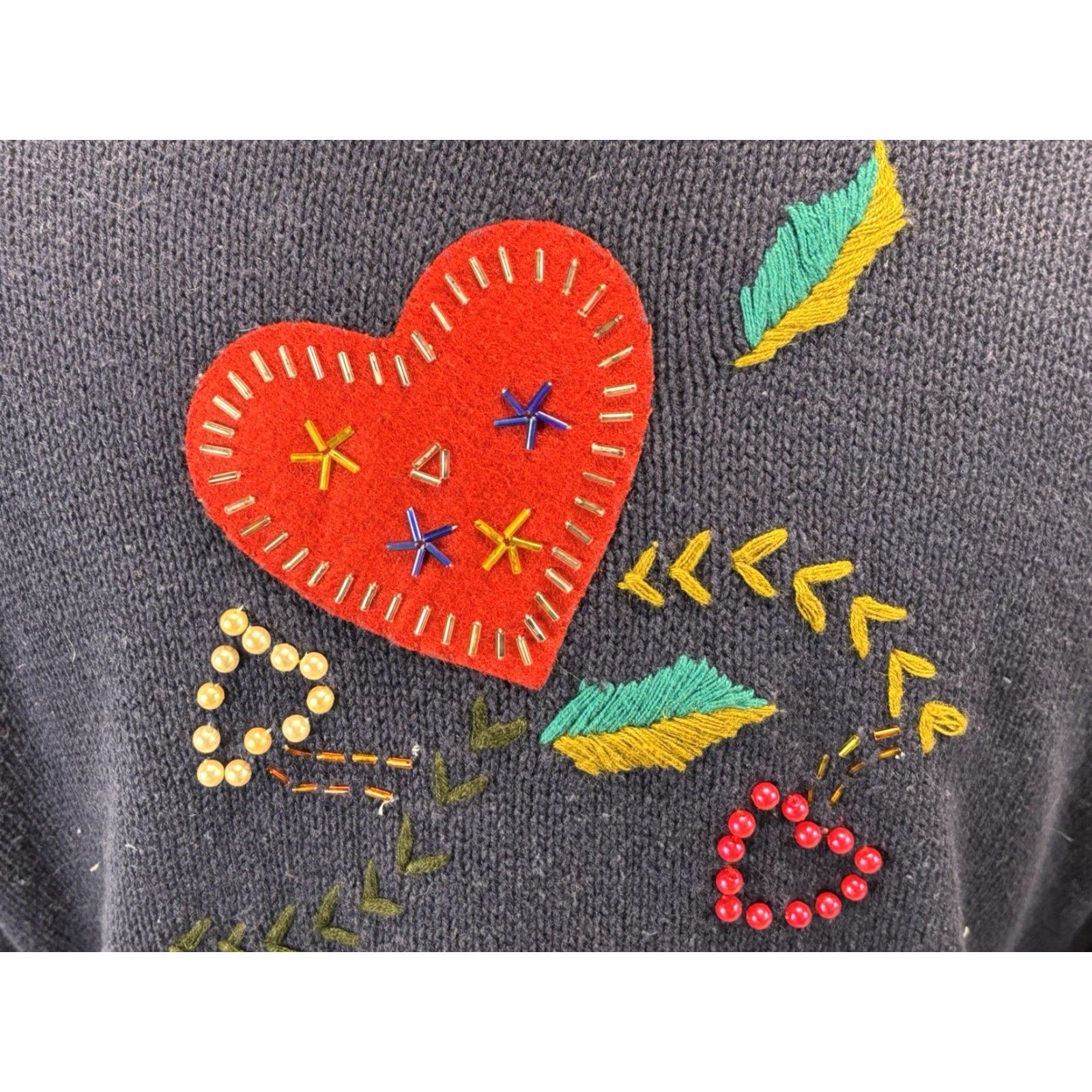 Vintage VINTAGE Segue Cardigan Shirt Women L Blue Hearts Beaded Embroidered Knit Cotton Ramie 90s Valentines Day Size L / US 10 / IT 46 - 6 Thumbnail
