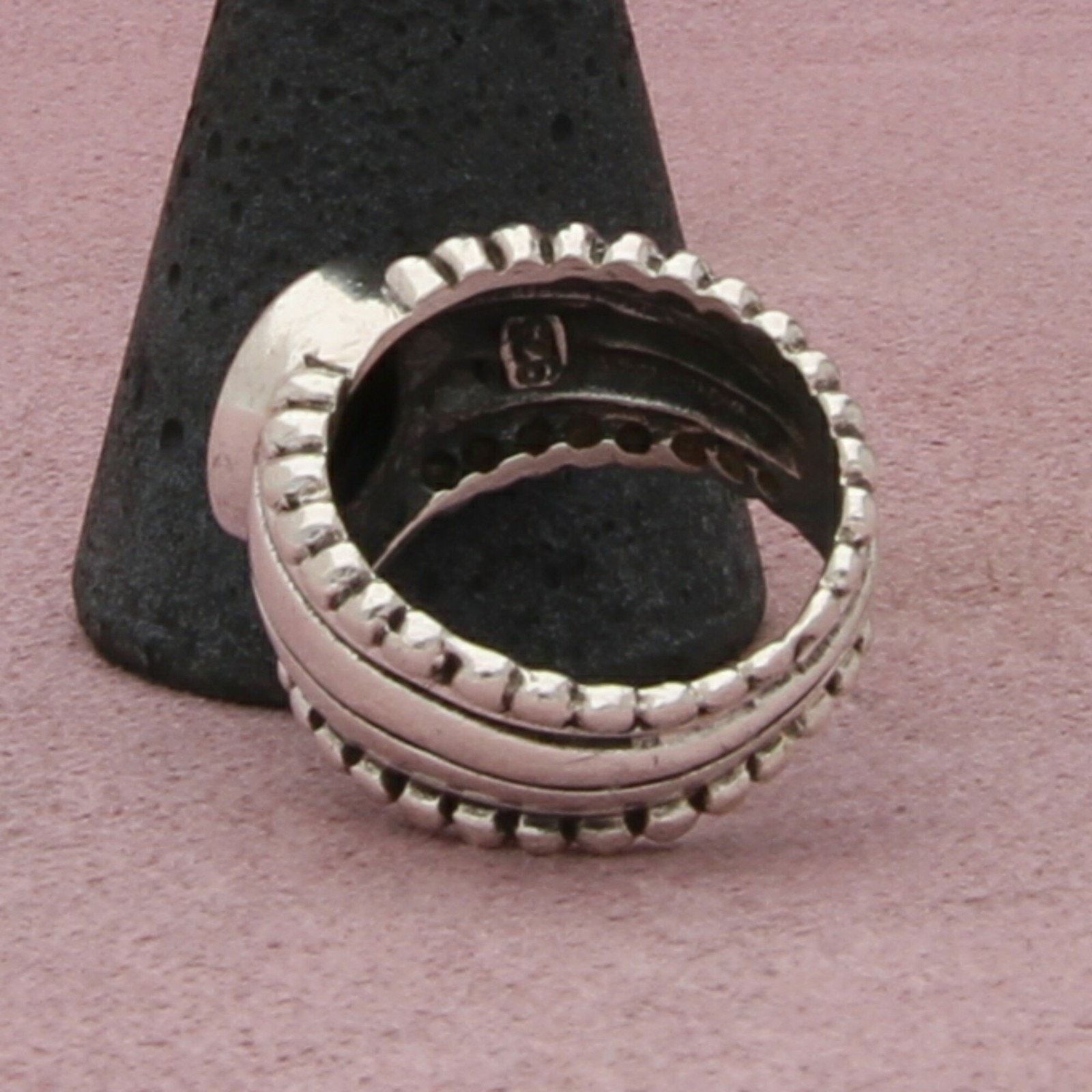 Sterling Silver sterling silver vintage beaded onyx band ring size 6.75 Size ONE SIZE - 3 Thumbnail