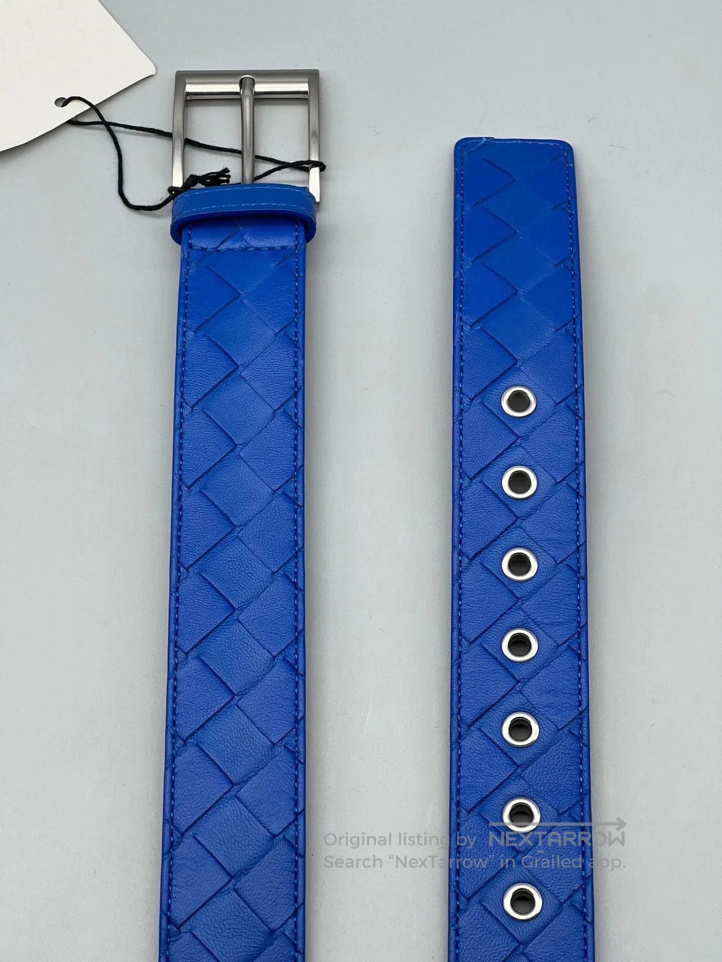 Bottega Veneta stylish blue woven leather belt for men. Size ONE SIZE - 3 Thumbnail