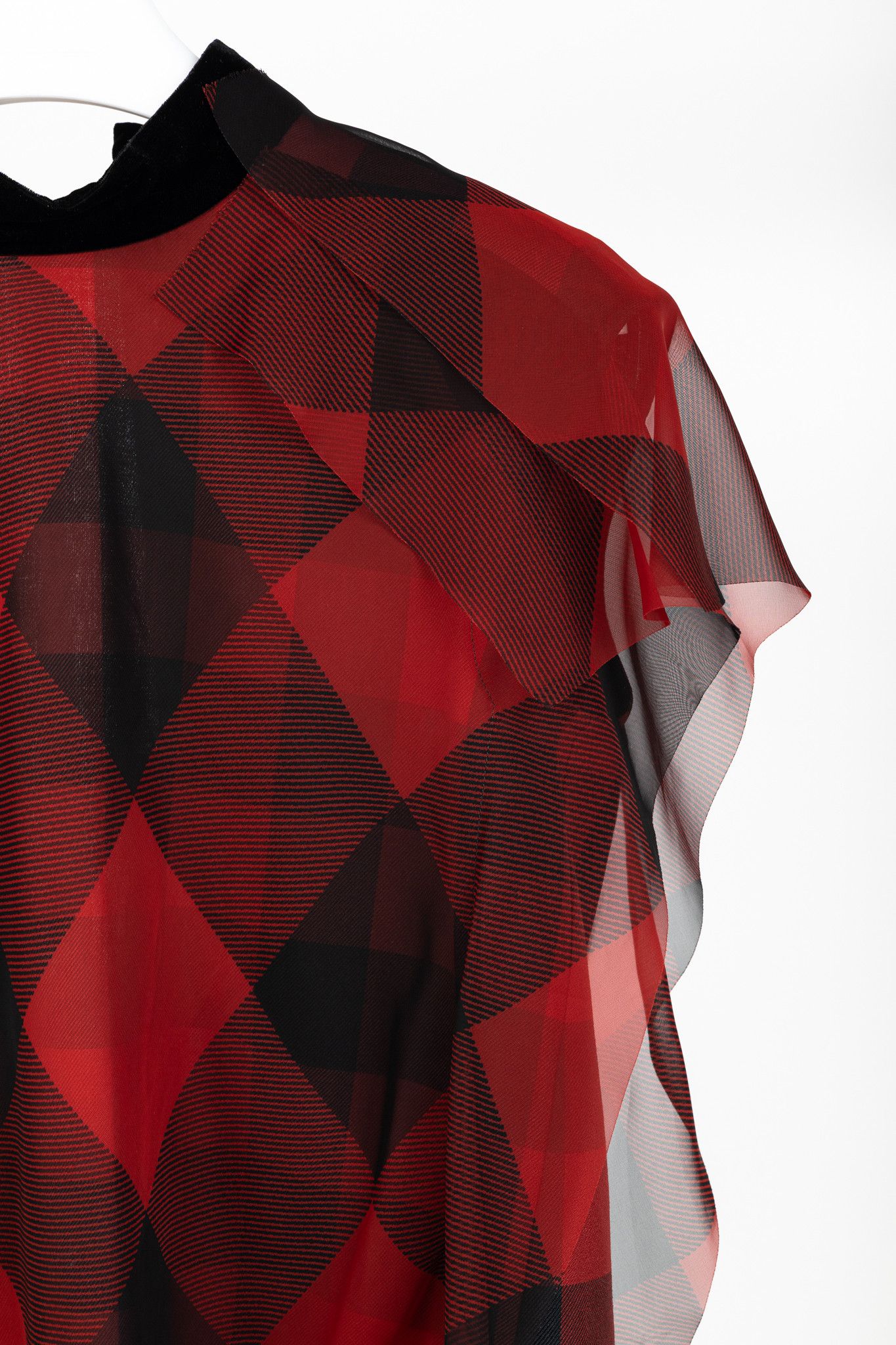 Sacai Sacai R/22 Red & Black Buffalo-Plaid Chiffon Blouse Size M / US 6-8 / IT 42-44 - 4 Thumbnail