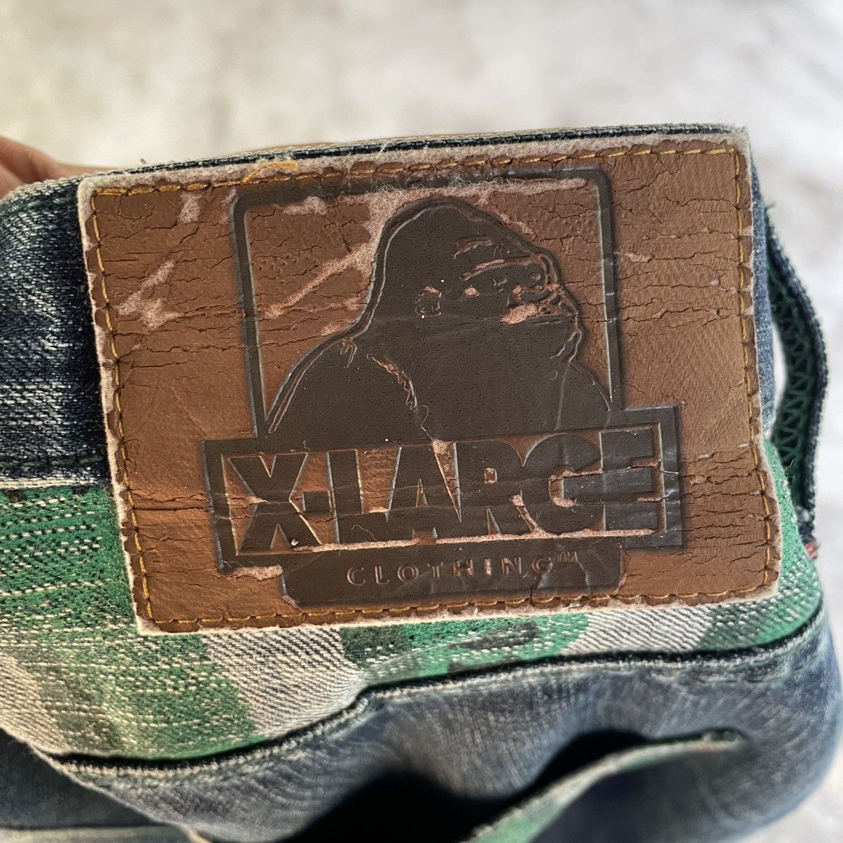 Vintage × Xlarge 🔥XLarge Stoned Washed Sick Skate Design Inside Denim Jeans Size US 33 - 11 Thumbnail