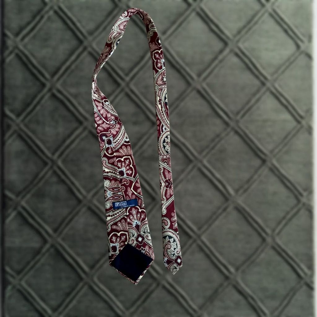 Polo Ralph Lauren VINTAGE Polo Ralph Lauren Tie Mens Red Cream Paisley USA Silk Necktie EUC Size US M / EU 48-50 / 2 - 1 Thumbnail