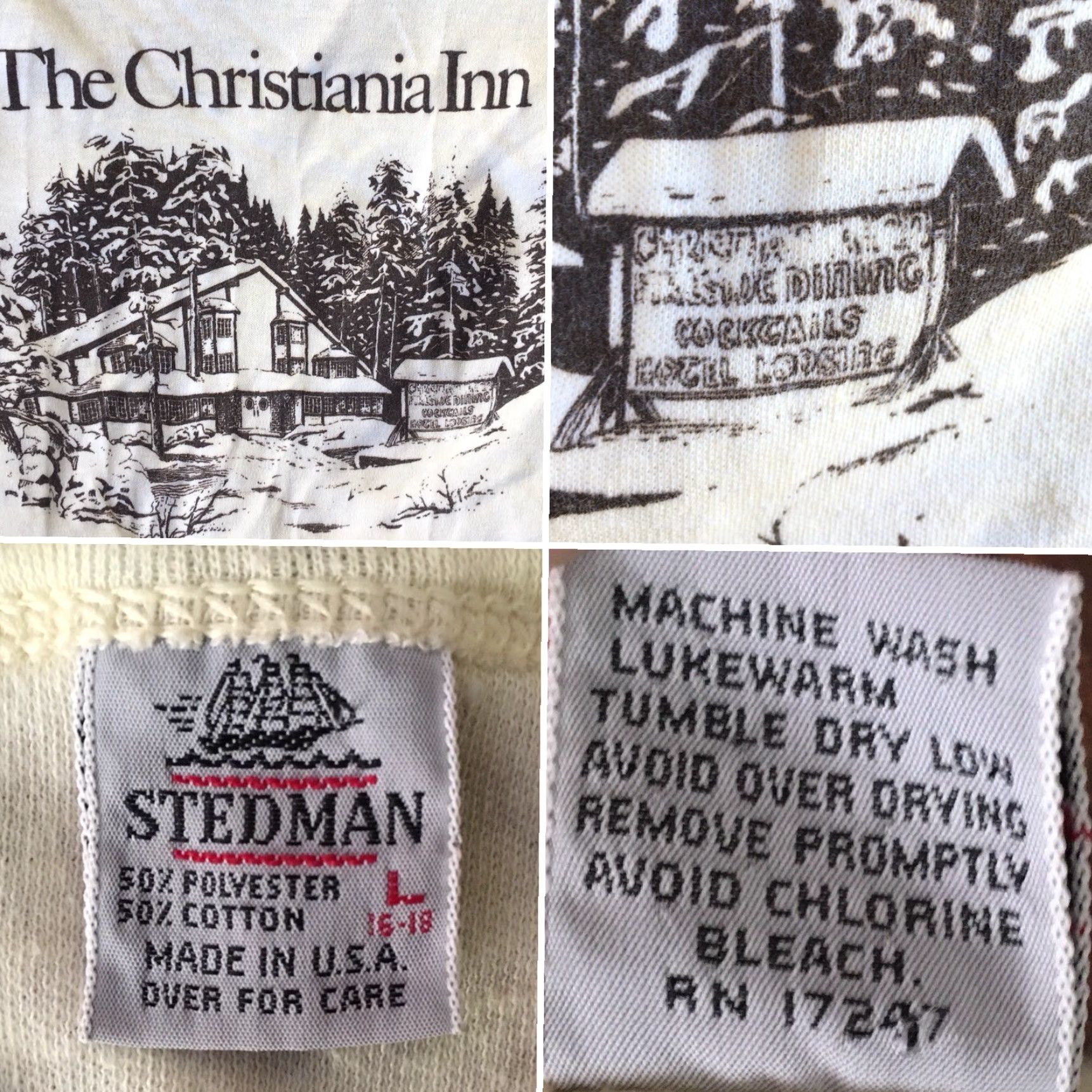 Vintage VINTAGE The Christiania Inn T Shirt Ladies 70s 80s Stedman Made In USA Size L Ivory Polycotton Graphic Hippy 1970s 1980s Mens/Womens? Size L / US 10 / IT 46 - 7 Thumbnail
