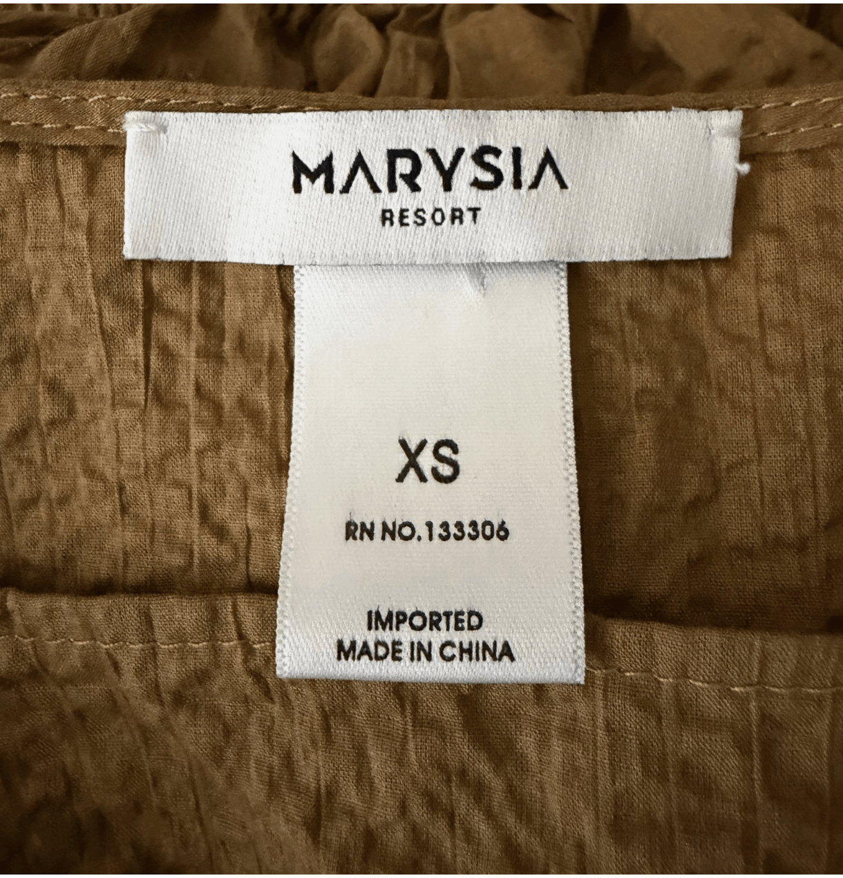 Marysia Marysia Resort Brown Seersucker Puff Sleeve Cropped Top Size XS / US 0-2 / IT 36-38 - 5 Thumbnail
